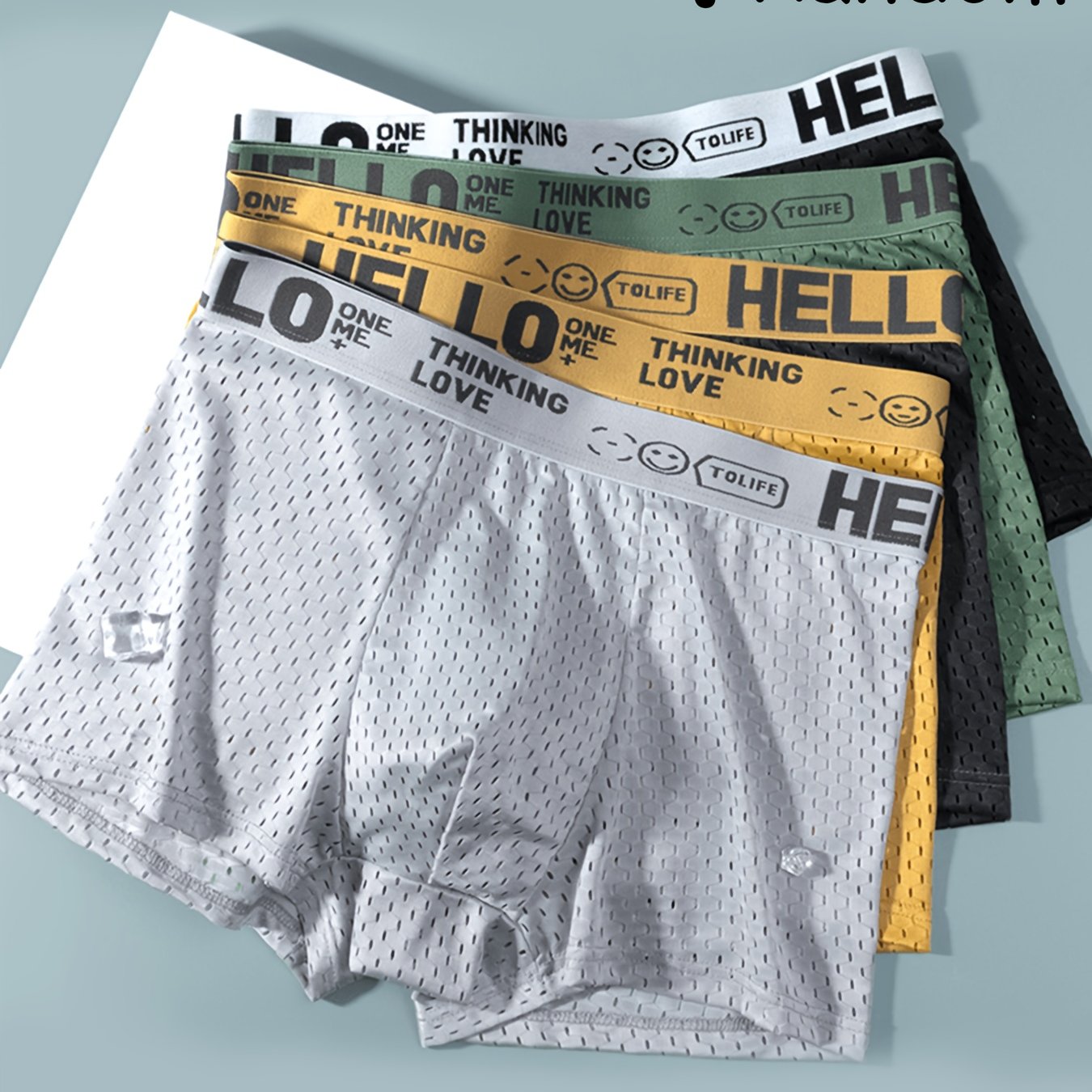 TEMU Brovanic 4-piece Random Solid Color Mesh Men's Boxer Briefs - Breathable And Fabric, -friendly, Soft, And Comfortable, Stylish And Trendy Wear