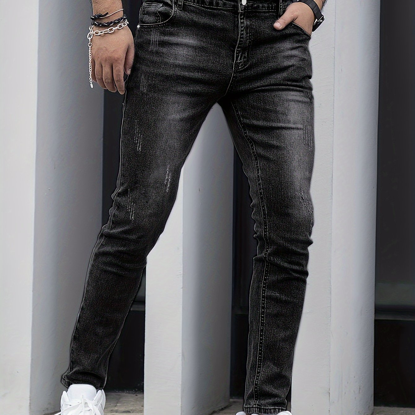 Men's Denim Slim Fit Slimming Black Stretch Men's Easy Casual Small Straight Leg Business Men's Pants, Suitable For