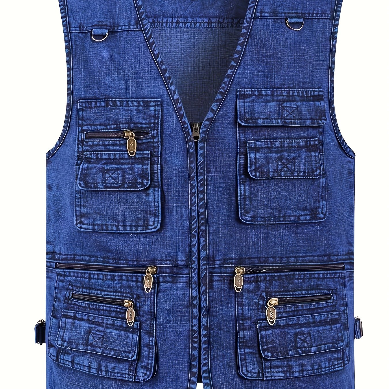 Plus Size Men's Vest - V-neck Multi-pocket Casual Outdoor Vest For Spring Summer Fall, Machine Washable Regular Fit With Reinforced Stitching, Plus Size