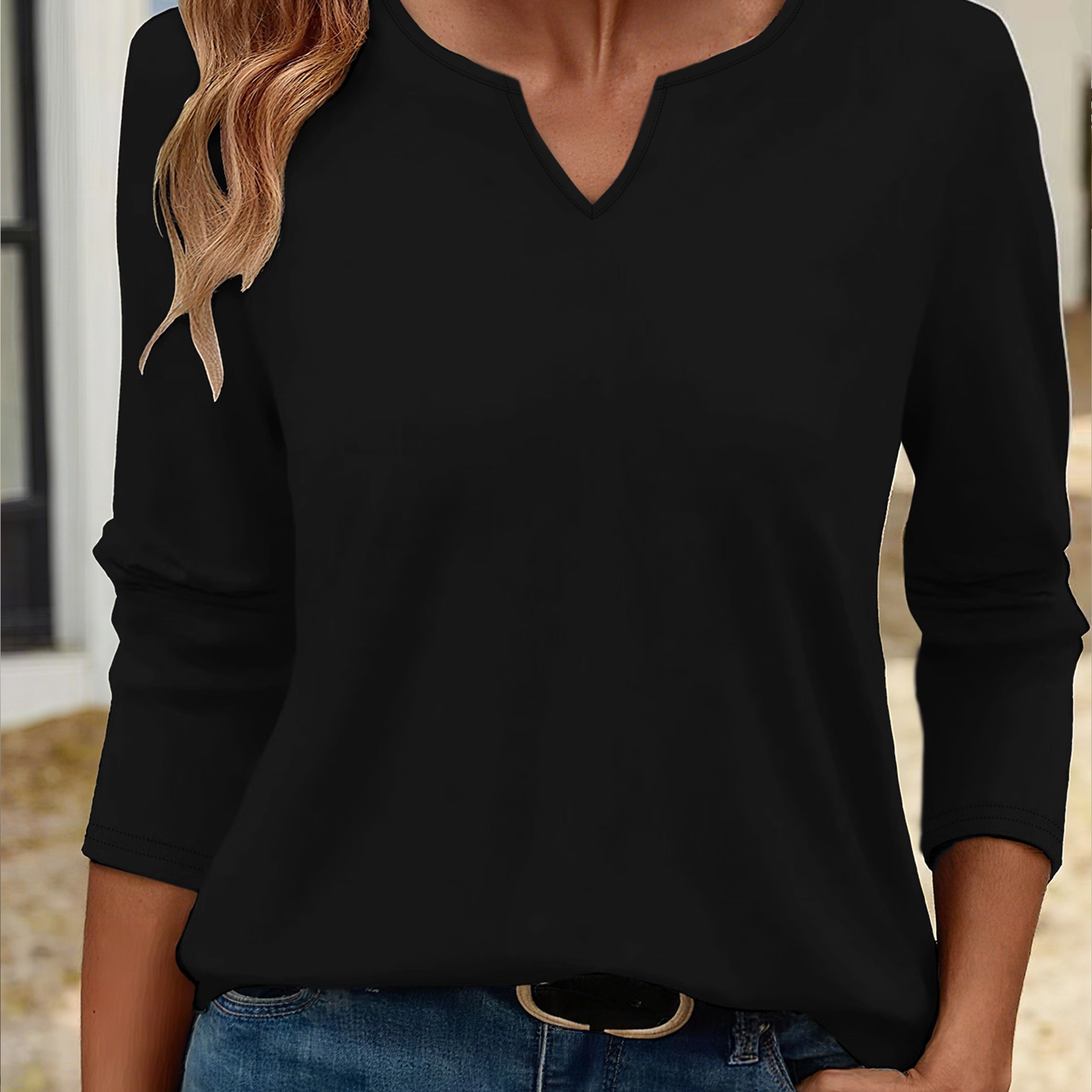 TEMU Women's Spring And Autumn Casual Long Sleeve T-shirt, Plain Version