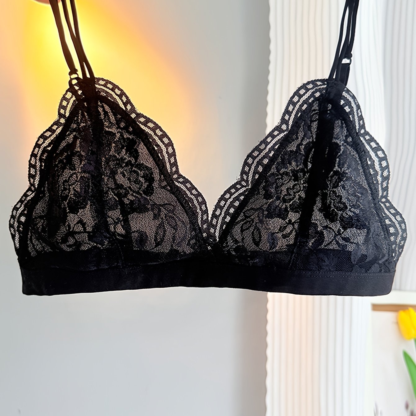 TEMU Floral Lace Wire-free Bra, Ultra-thin No Padding, Sexy Sheer, Lightweight And Breathable [spring/summer]