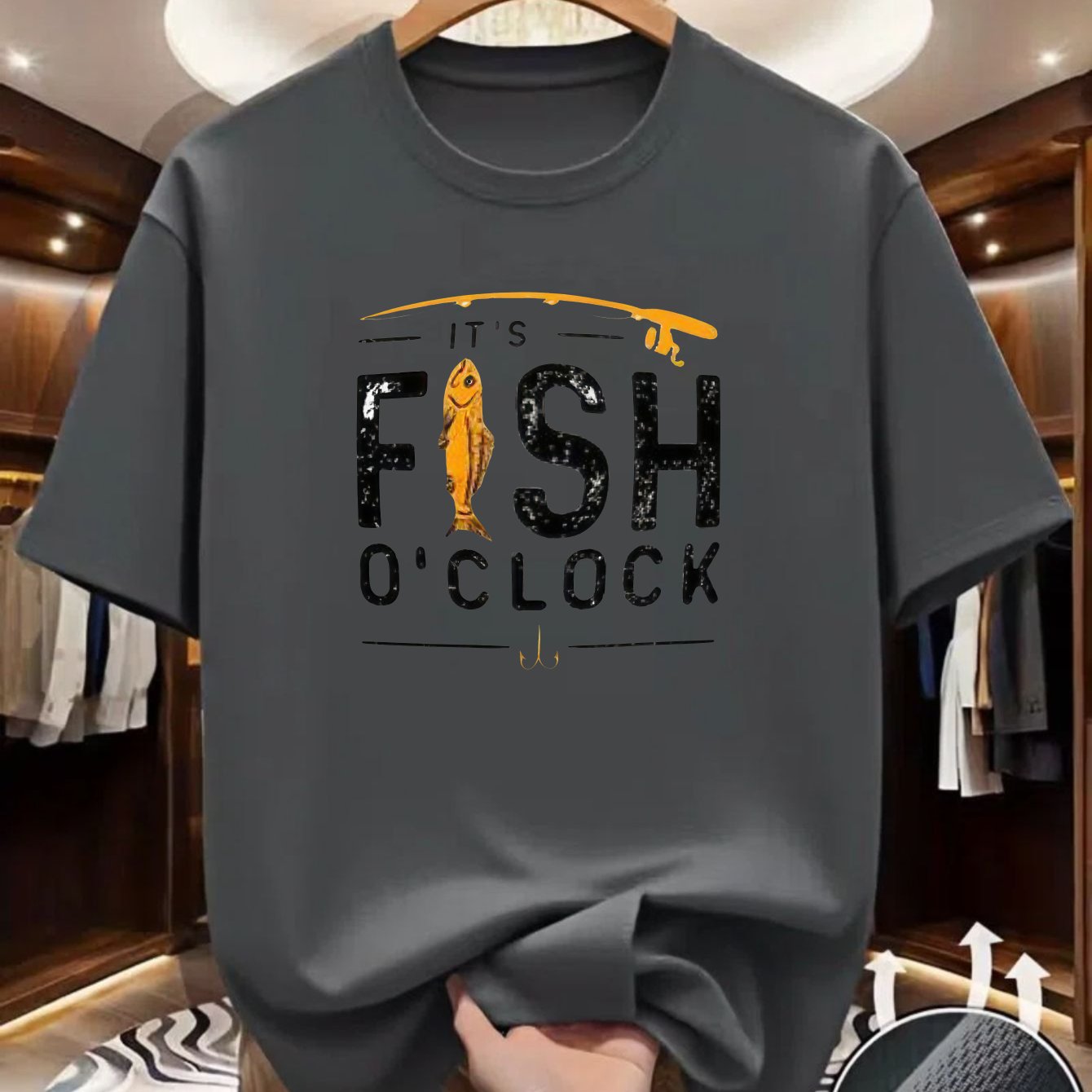 TEMU Men's T-shirt Clock Fishing Theme For Outdoor Activities Summer Wear