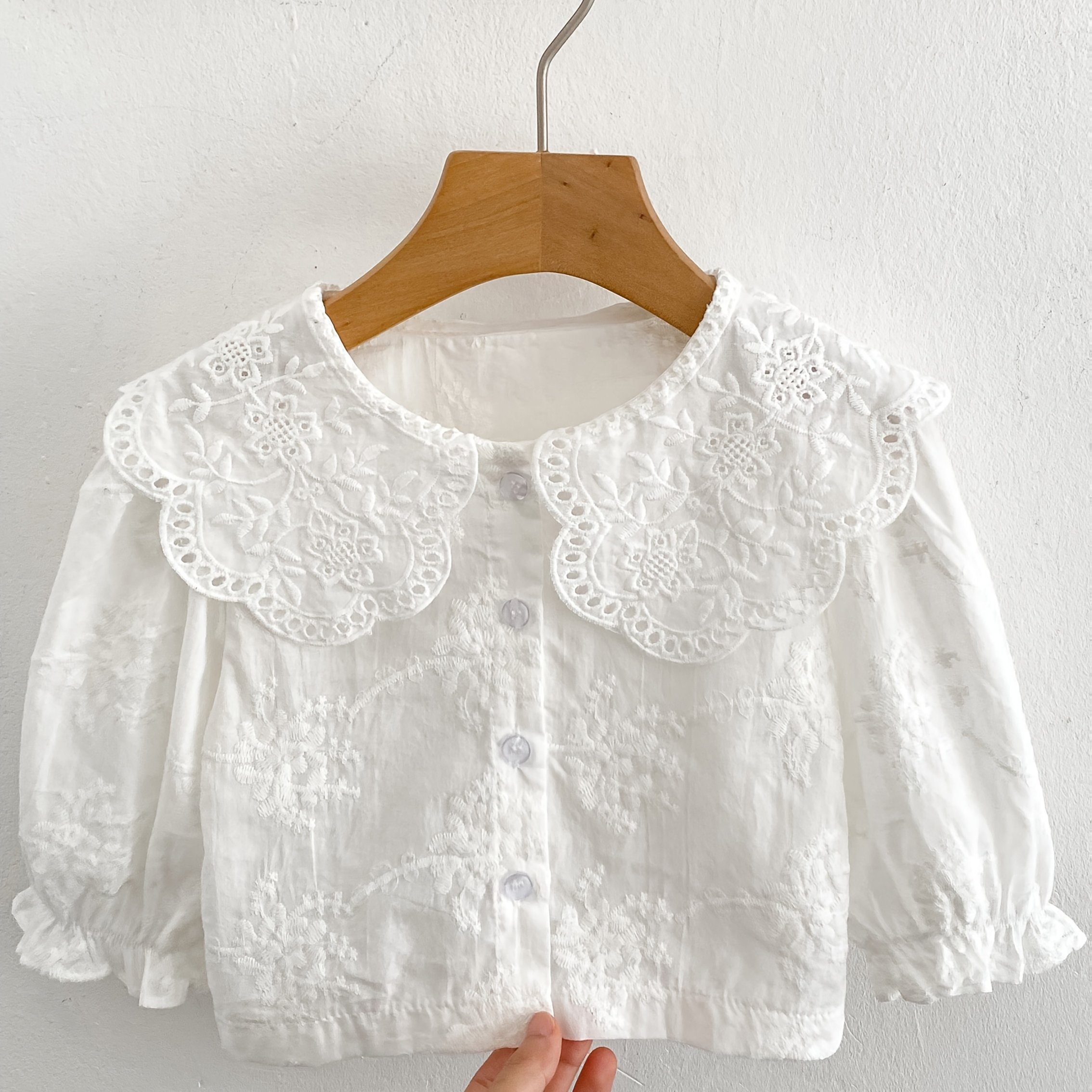 Image of Girls' Lace Trim Long Sleeve T-shirt - Lightweight Semi-sheer Loose For Spring/fall, Machine Washable Layering Shirt For Casual & Formal Outfits