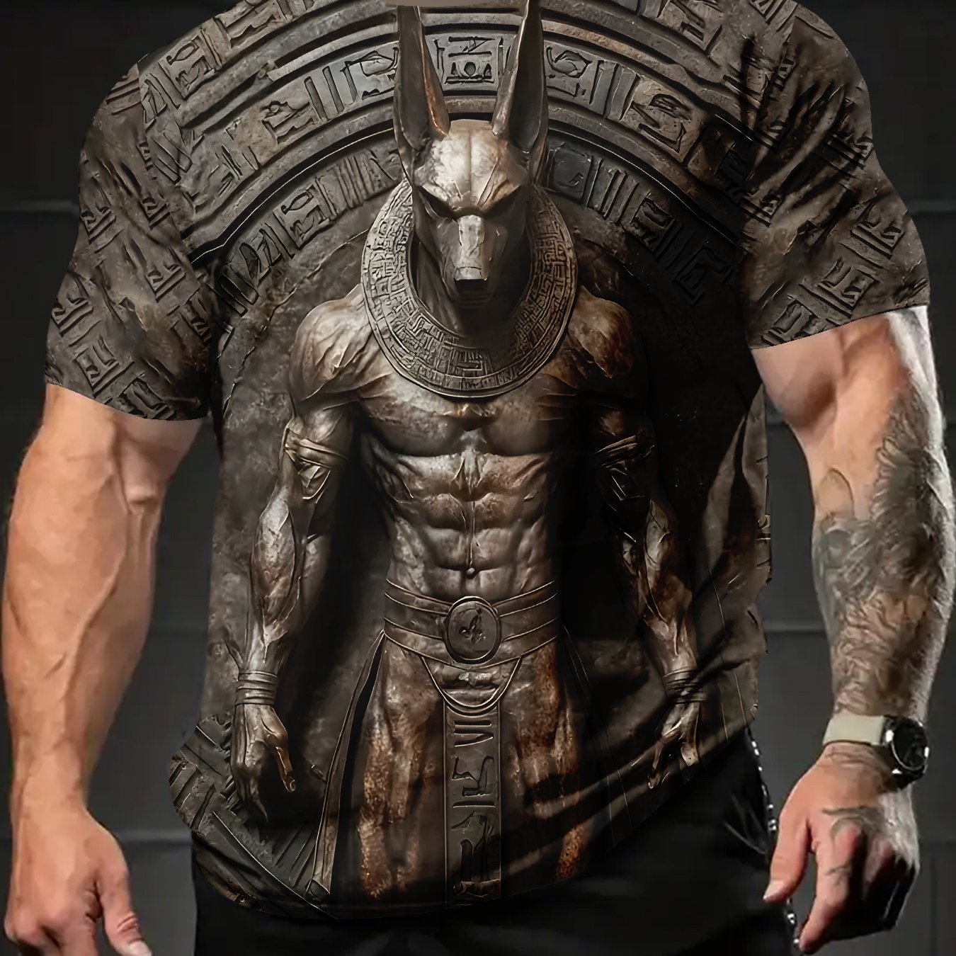 TEMU Men's 3d Digital Printed T-shirts In Summer With Ancient Egyptian Print. A Casual, Comfortable And Versatile Men's Round-neck Short-sleeved