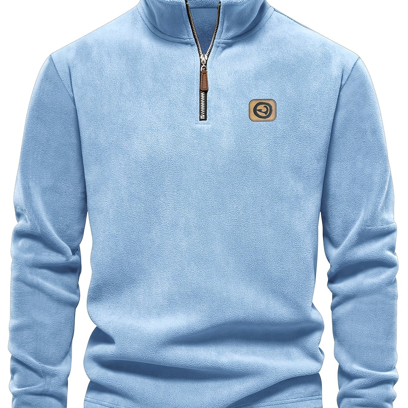 TEMU Sweat-shirt Homme en à Demi-Fermeture Éclair | Col Rond, Couleur Unie, Légèrement Extensible, Idéal pour /Hiver