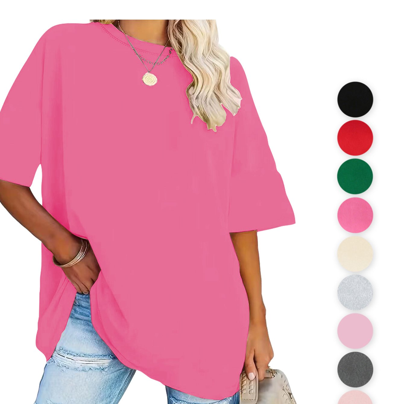 TEMU Women' Crew Neck T-shirt Soft Casual Tee