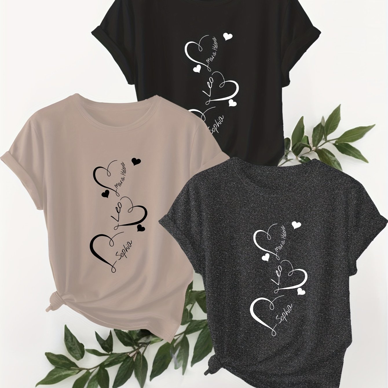 Heart Pattern Short Sleeve 3pcs T-shirt Set 3539