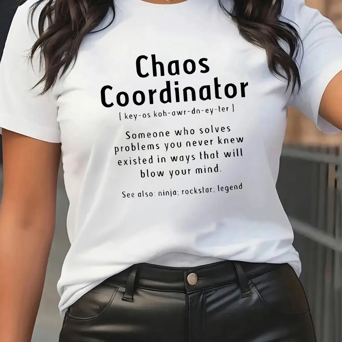 TEMU Funny Graphic Tee For Women - Casual Short Sleeve T-shirt For Coordinators And Problem Solvers