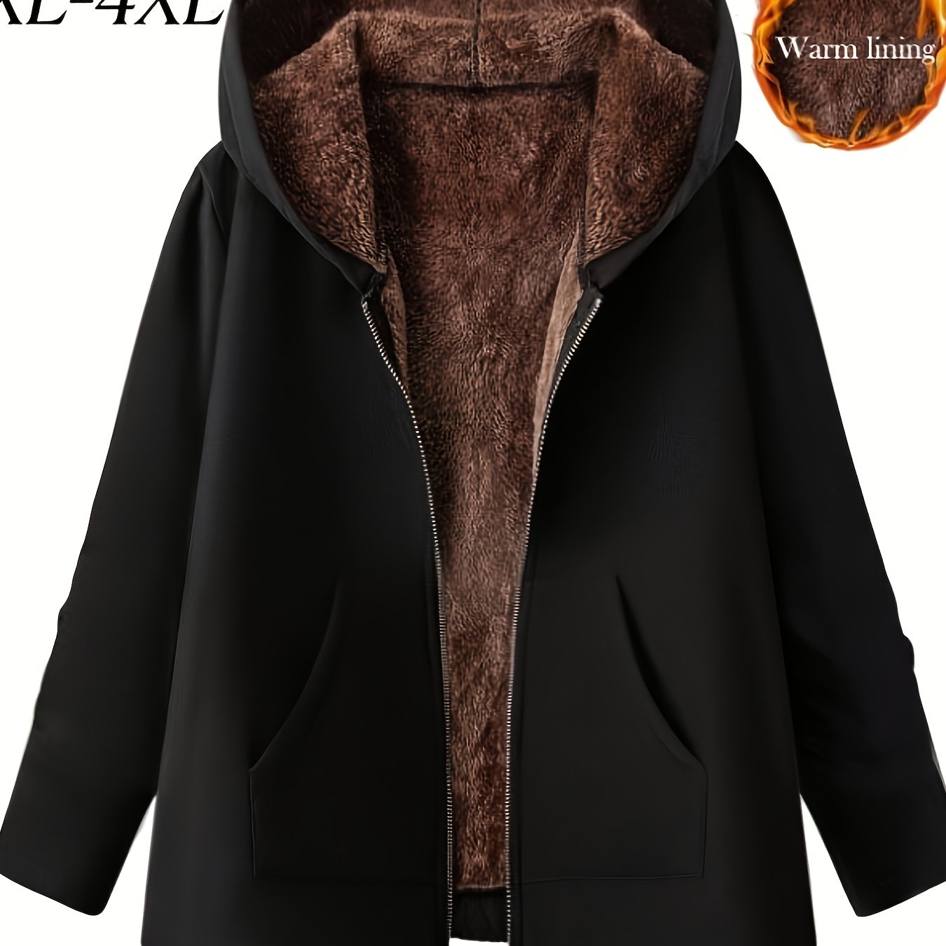 TEMU Plus Size, New Plus-size Women's Autumn/winter -lined Short Long-sleeve Jacket, Suitable For Commuting, Daily Wear, And Shopping
