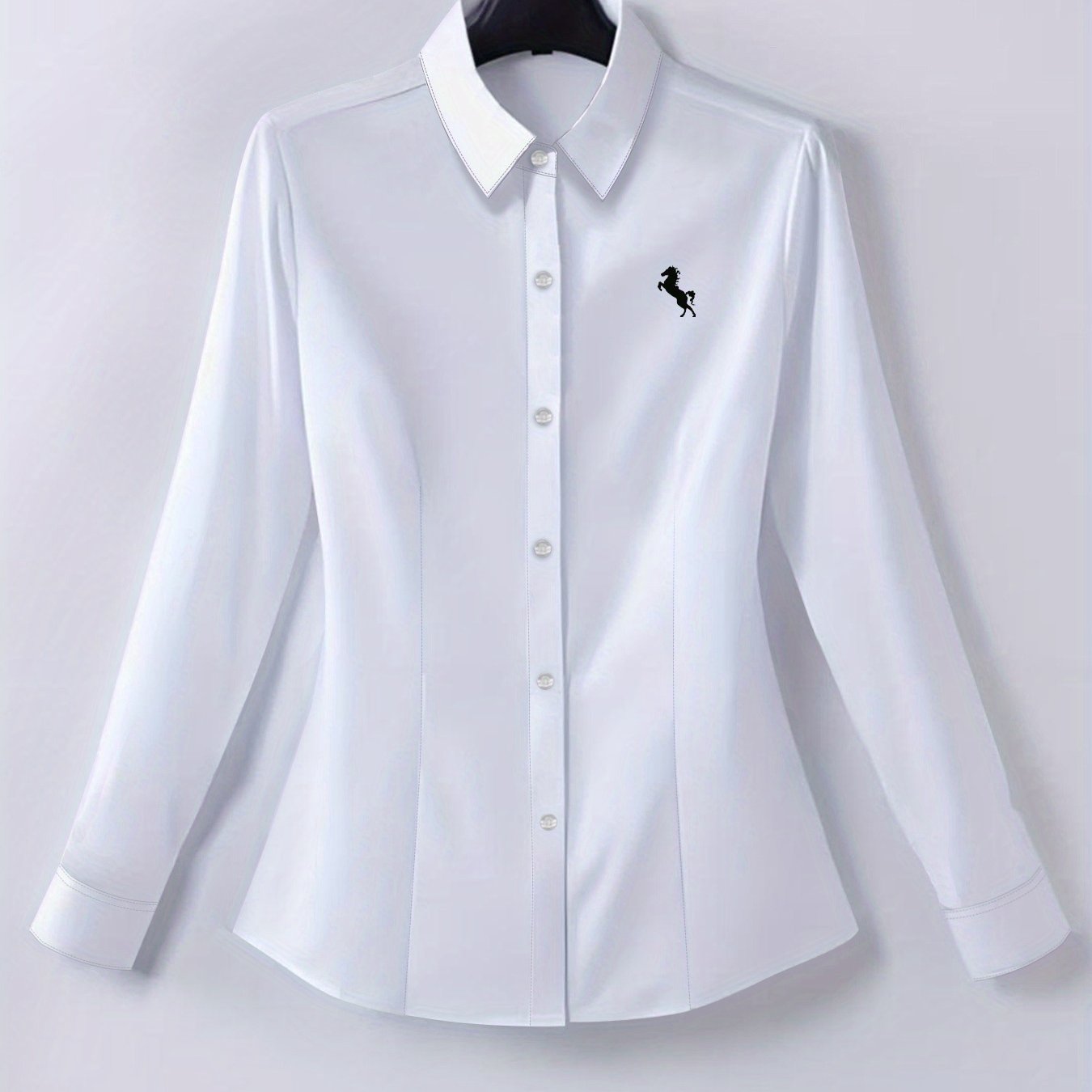 TEMU Slim-fit Long-sleeve Professional Shirt With Letter, Animal, Group, And Breast Duct Prints. Suitable For Home, Outdoor, And Office Workers'