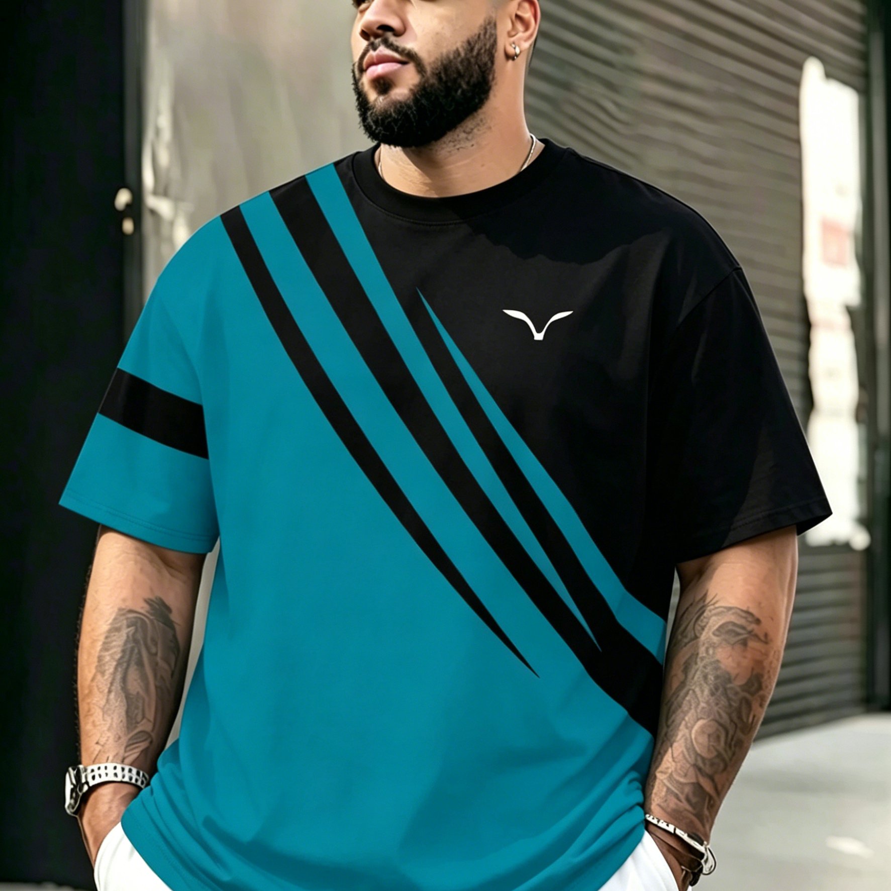 TEMU Men's Plus Size T-shirt - Breathable Short Sleeve Crewneck Pullover, Casual & Sportswear Suitable For All Ages, Youth To Seniors, Machine