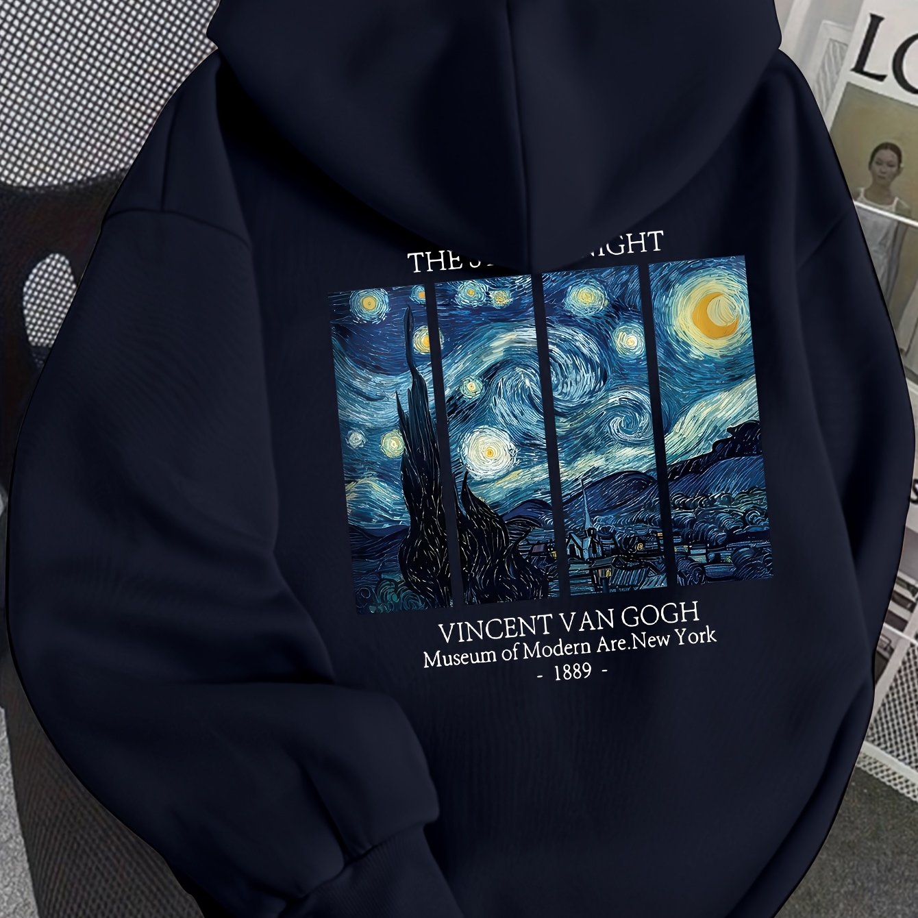 TEMU D92 - A Women's Hooded Sweatshirt Featuring A Trendy Creative Oil Painting Of A Starry Sky Pattern. This Beautiful And Fashionable Loose-fit