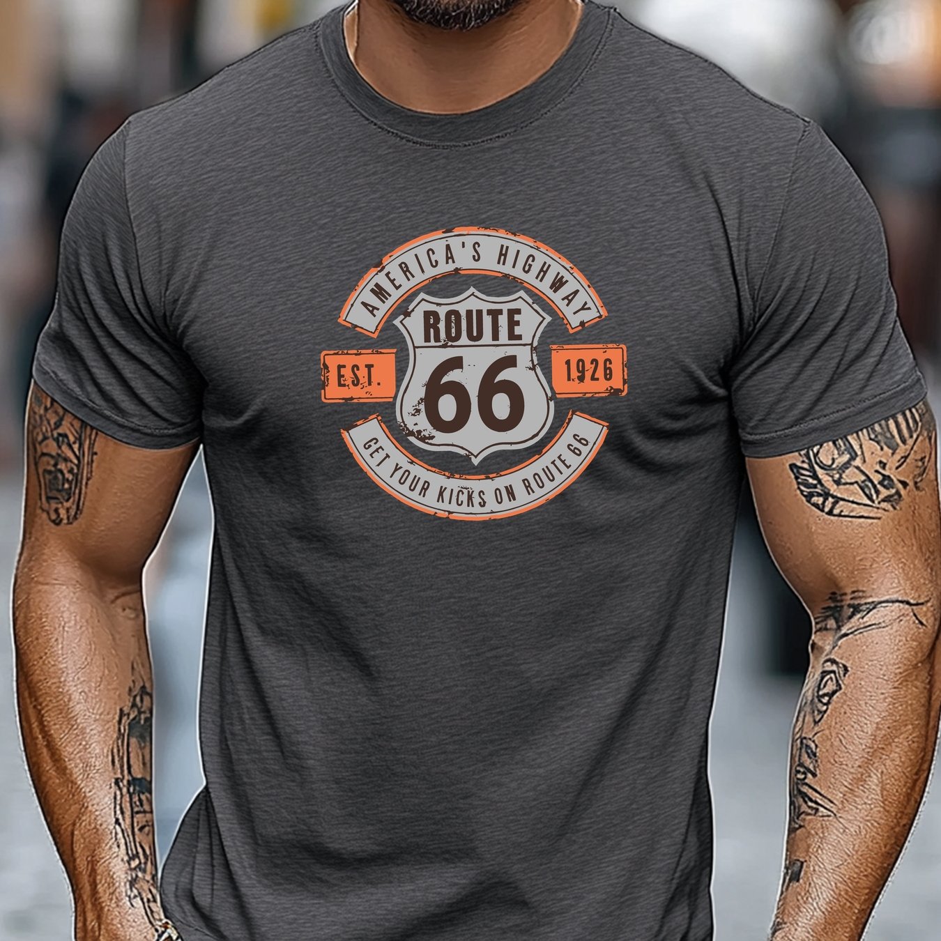Image of Men's Vintage Graphic T-shirt - Retro Americana Tee With Design, Lightweight Summer Shirt For Classic Car Rallies, Classic Car Apparel, , Casual Wearers