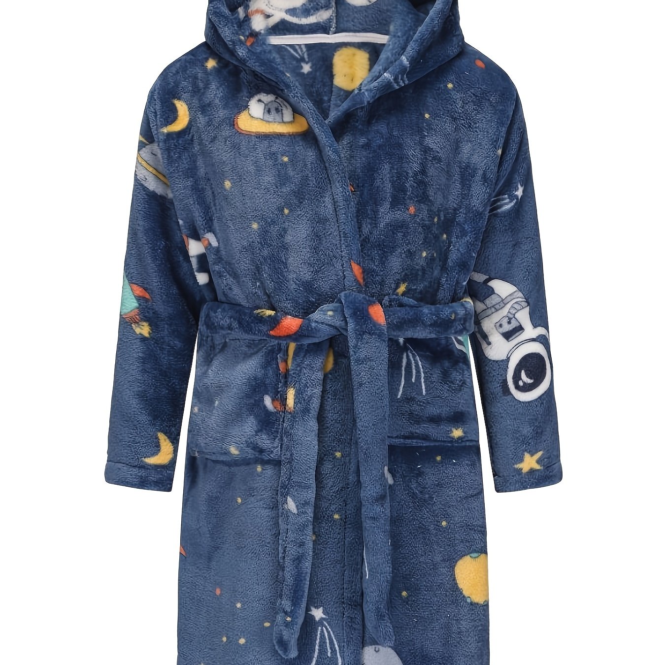 Children's Flannel Flame-retardant Fabric Robe, Cute Thickened Coral Pajamas For Boys And Girls, Autumn/winter Bathrobe