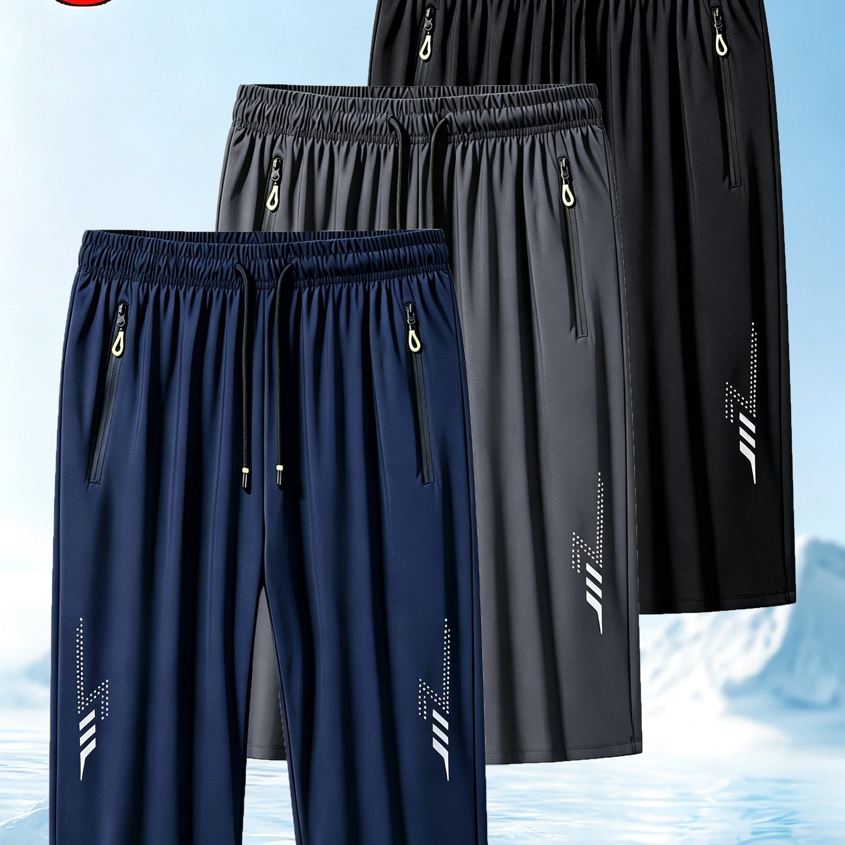 TEMU 3pcs Men's Capri Pants, Pocketed Elastic Waist Casual Shorts - Suitable For Outdoor Sports And Hiking