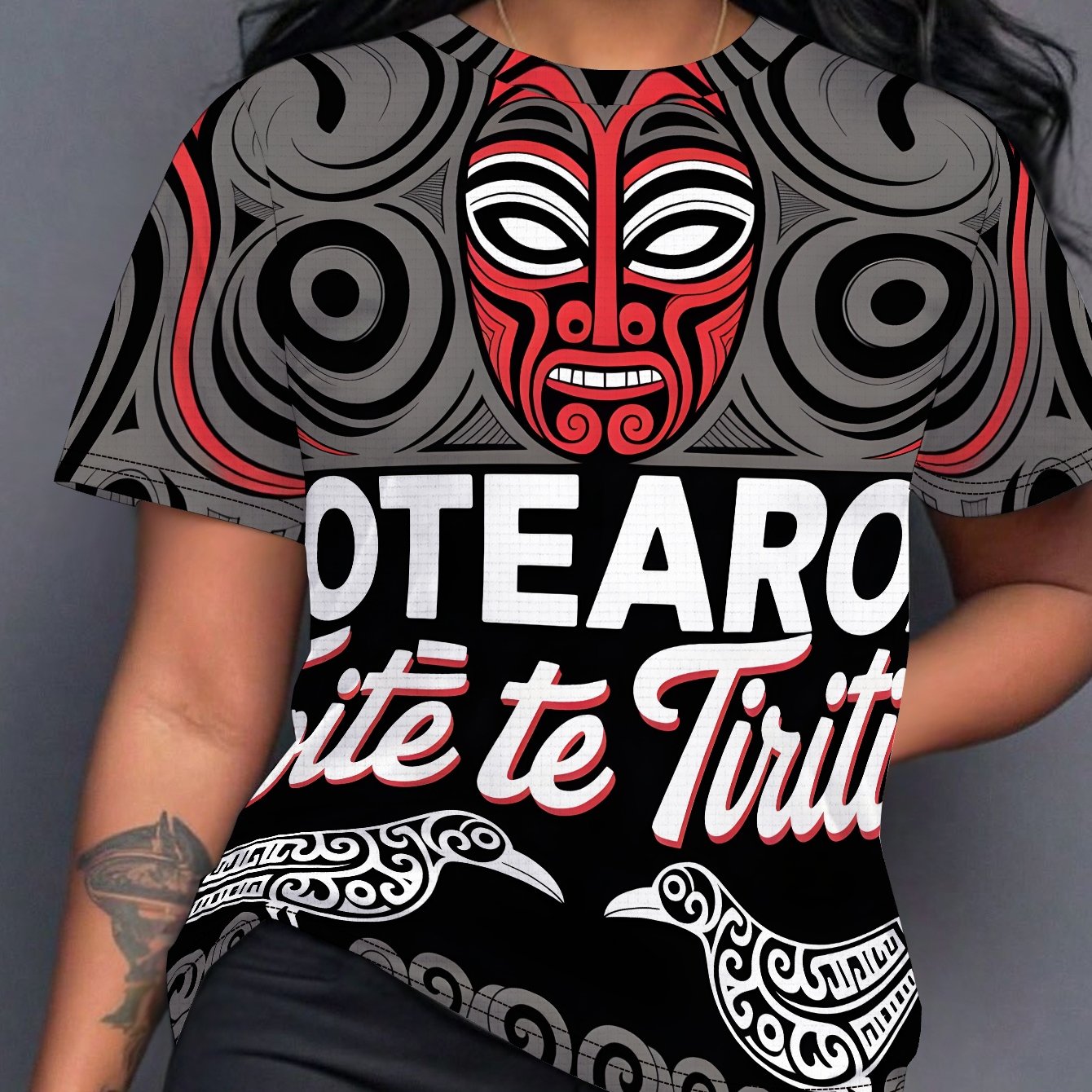 TEMU Maori Tribal Poster Coded Women's Short Sleeve Clothing