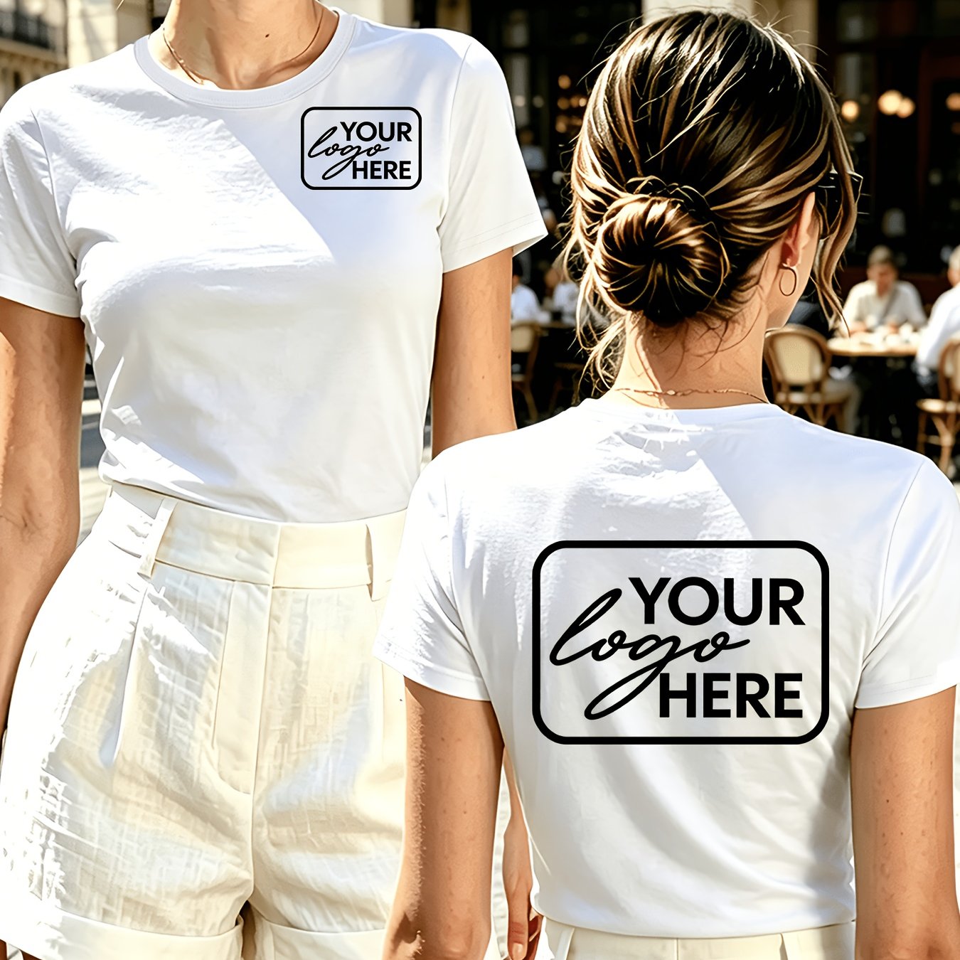 TEMU Custom Printed Round-neck Short-sleeve Women's T-shirt. Suitable For Daily Casual Wear, A Versatile And Fashionable Style. Custom Printing On