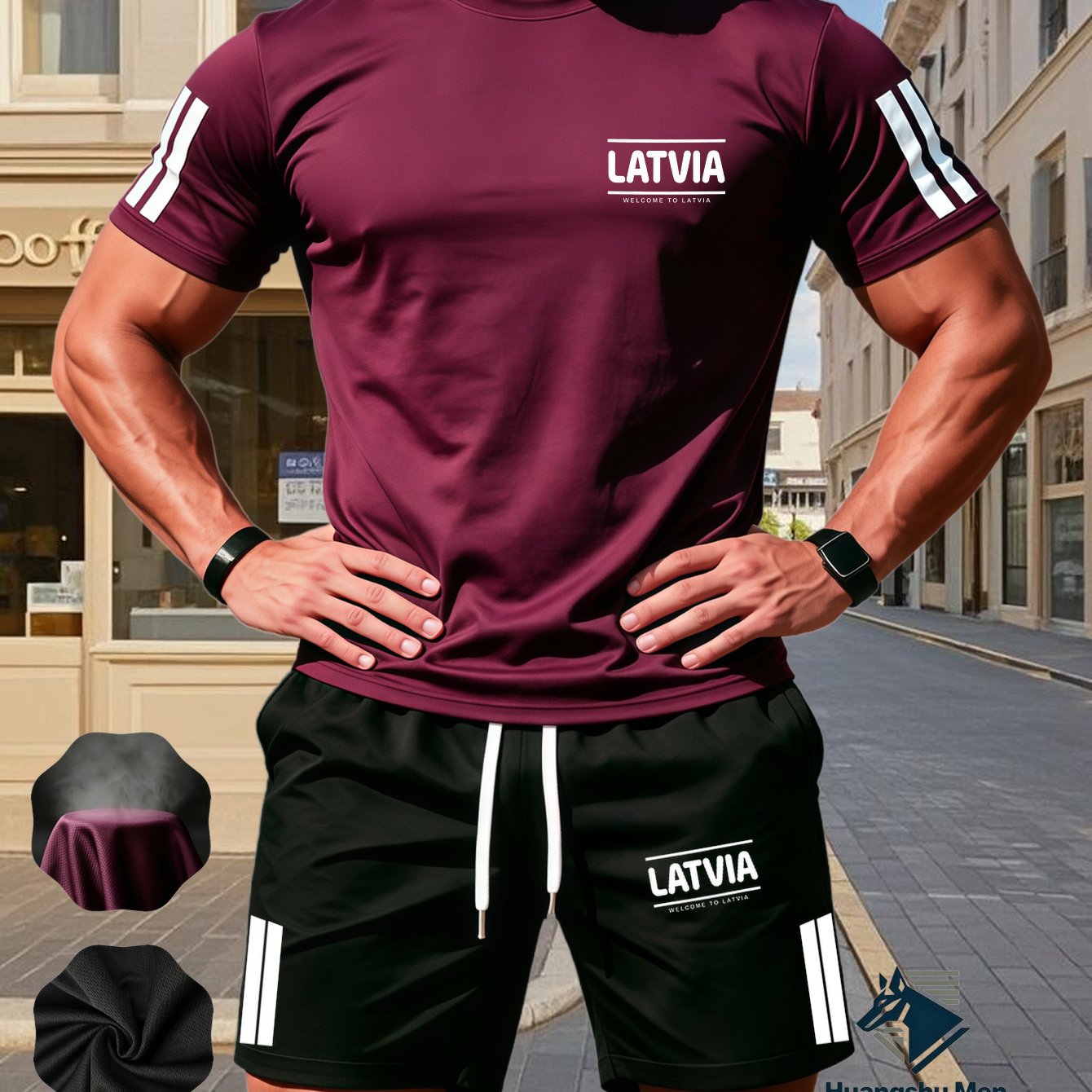 TEMU Men's 2pcs Short Sleeve Sportswear Set Featuring 