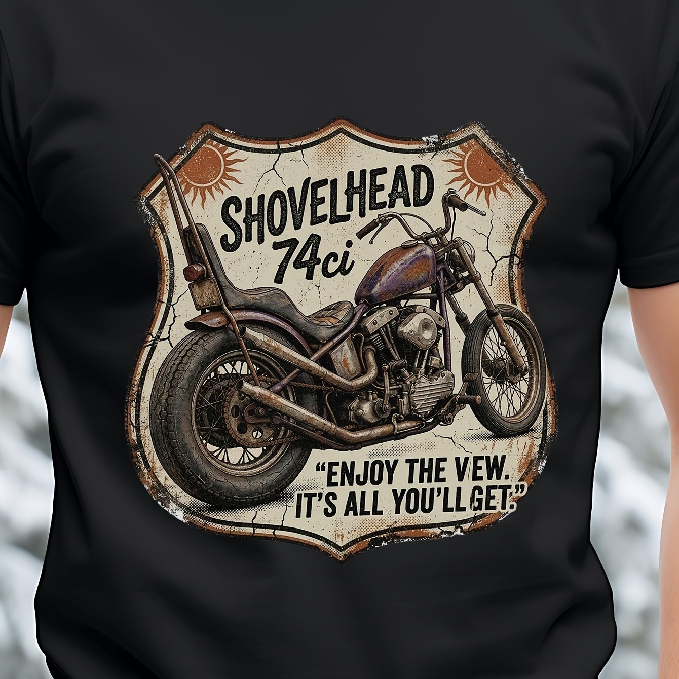 Image of Vintage 74ci Chopper T-shirt, V-twin Bobber Top Biker Graphic Shirt Men's T-shirt Classic Perfect For Home|work|outdoor|gifting (valentine's Day|birthdays|mother's Day) Small-3xl Unisex