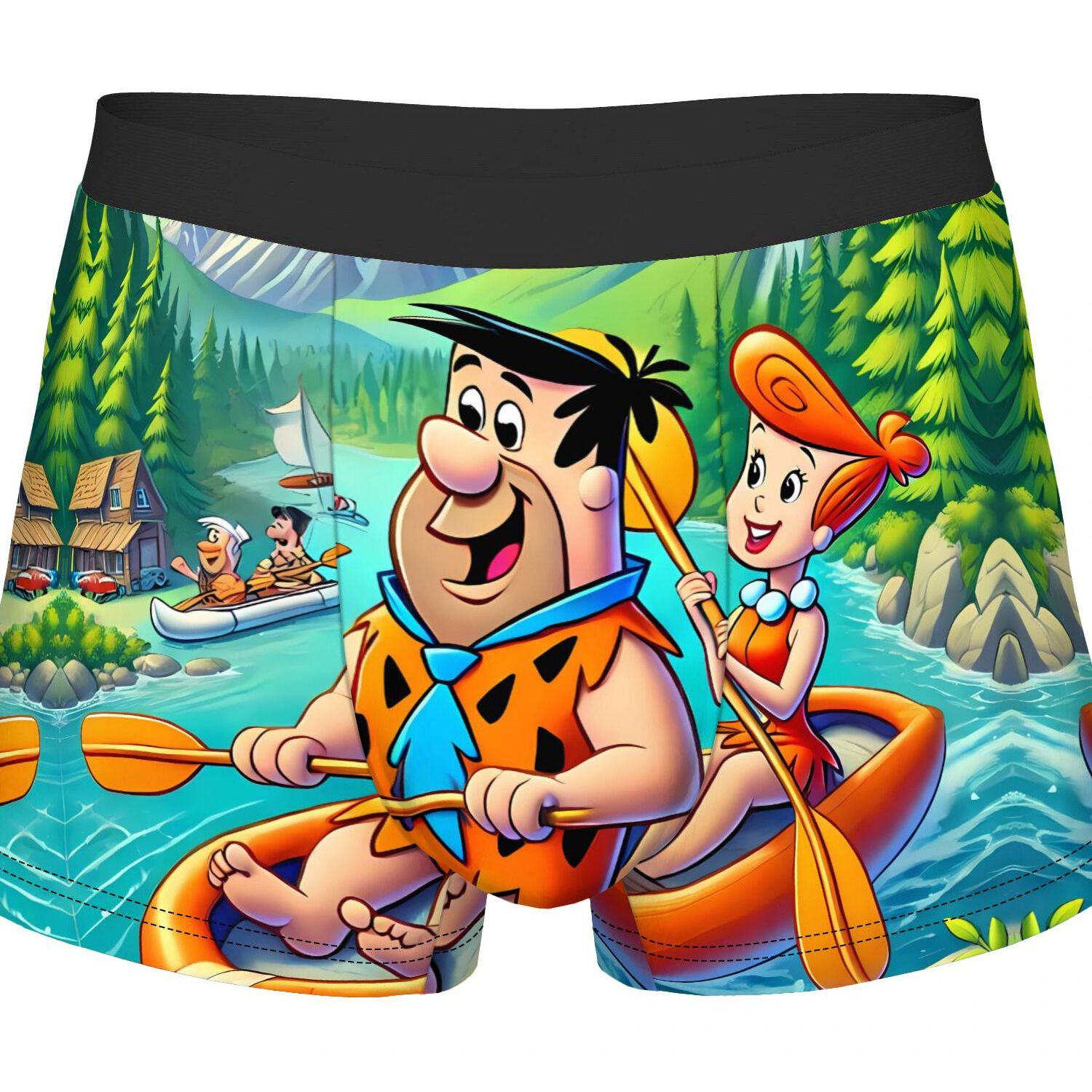 TEMU Flintstones Border Underwear Polyester Underpants 2d Print Design