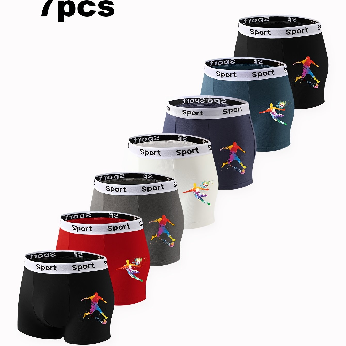 7pcs Big Boys' Player Pattern Boy Comfortable Waistband Underwear 7pcs Set