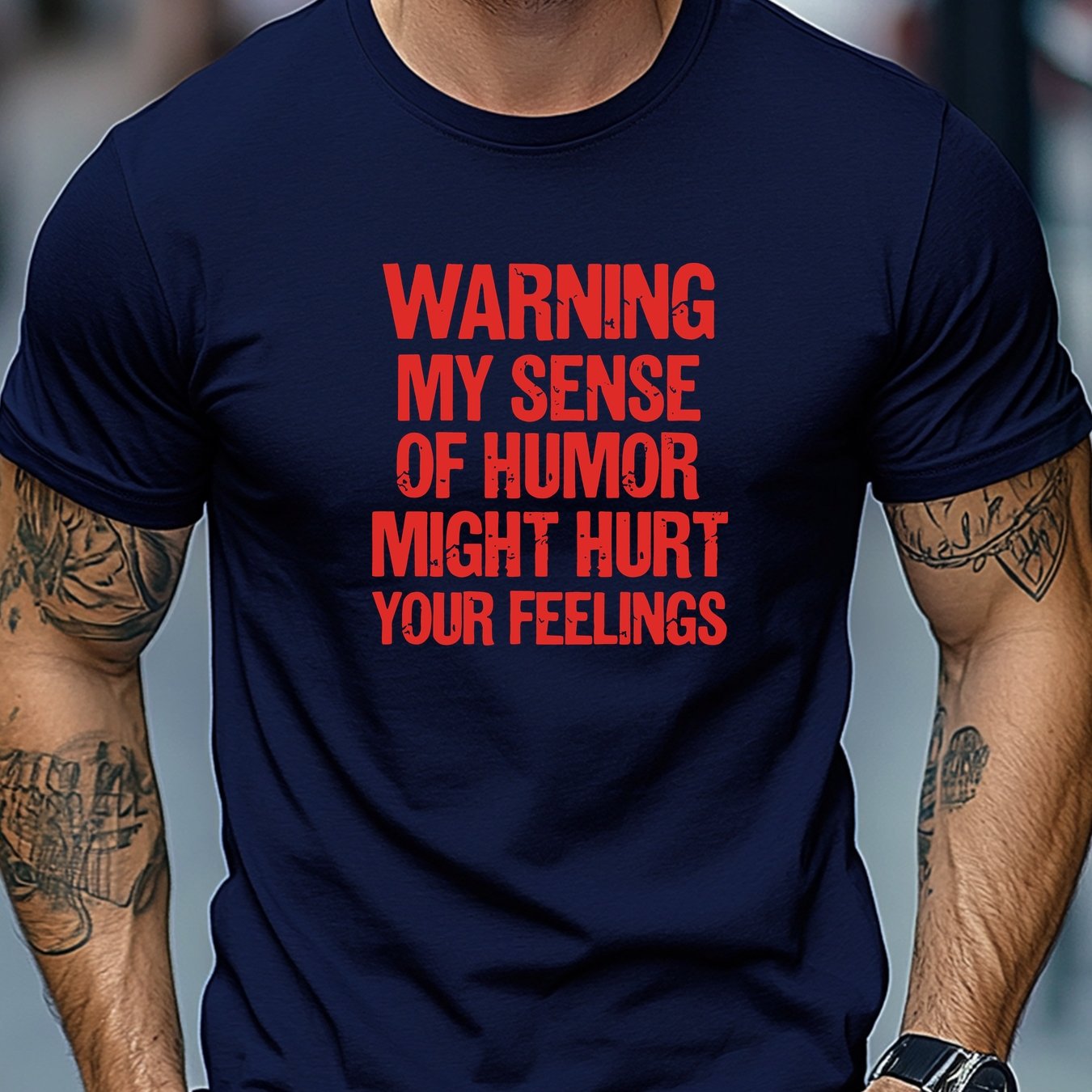 TEMU Plus Size Men's T-shirt, Casual Comfortable, Easygoing Casual, Men's Warning: Of Humor May Hurt Your Feelings, Summer Casual Round Neck Short