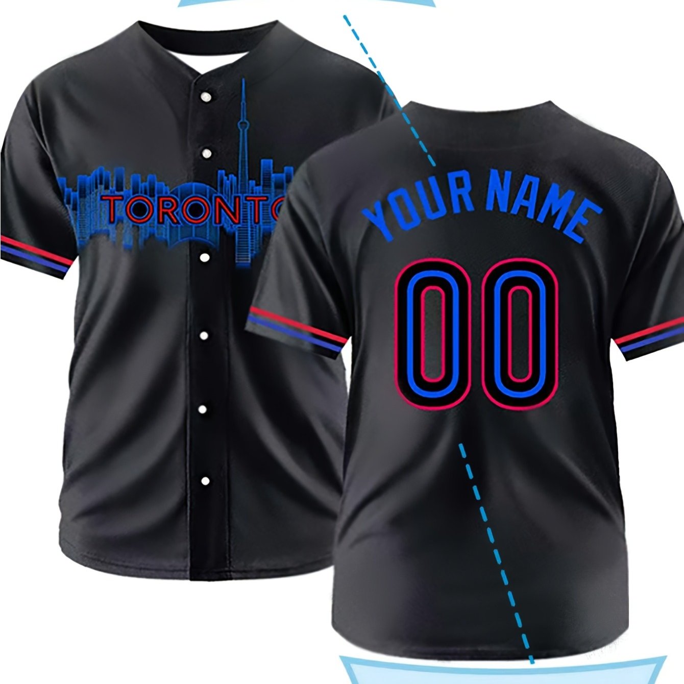TEMU Maillot de baseball pour homme personnalisable avec nom et numéro, col en V, sport décontracté d'extérieur, personnalisation sur mesure