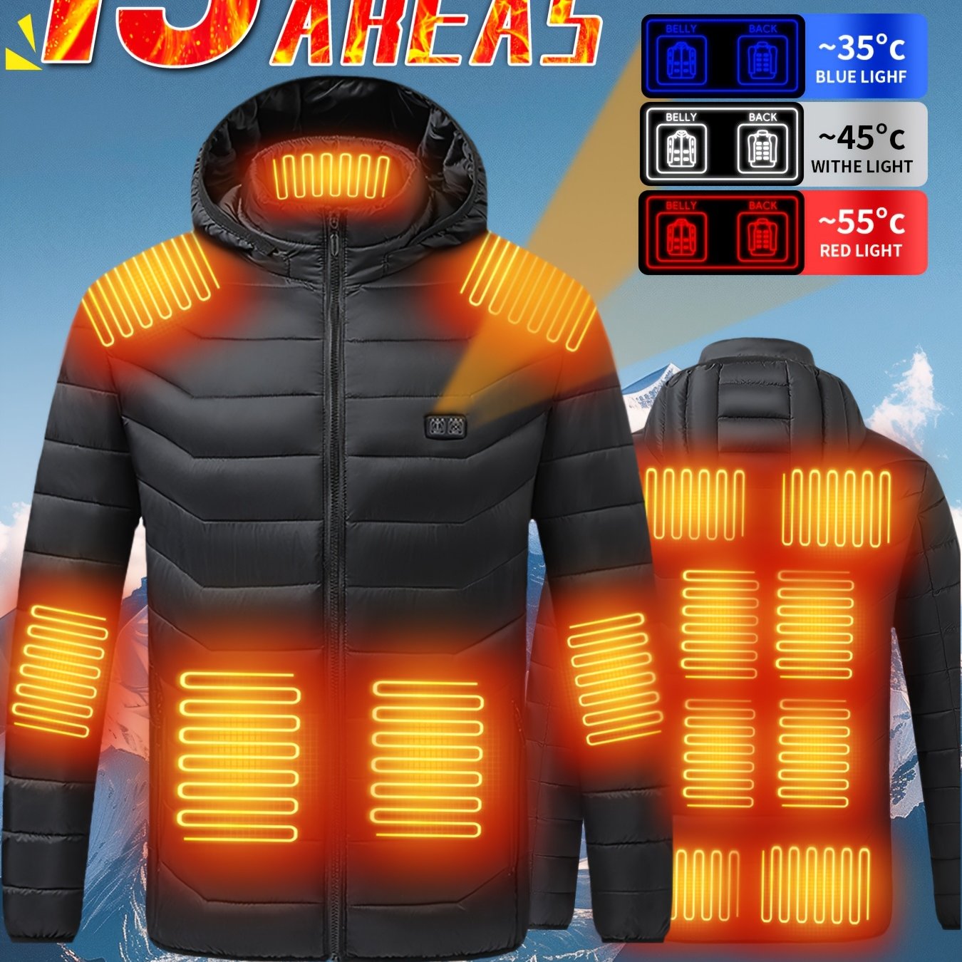TEMU Dual-controlled 15-zone Heating -padded Jacket With 3 Adjustable Temperature (not Including Power Banks)