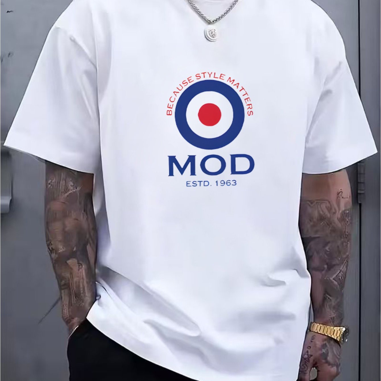 TEMU 1960s Vintage Mod T-shirt - Style Iconic Logo And Mod 1963 Design - Unisex Vintage Rock Streetwear, Soft Breathable Casual Fit