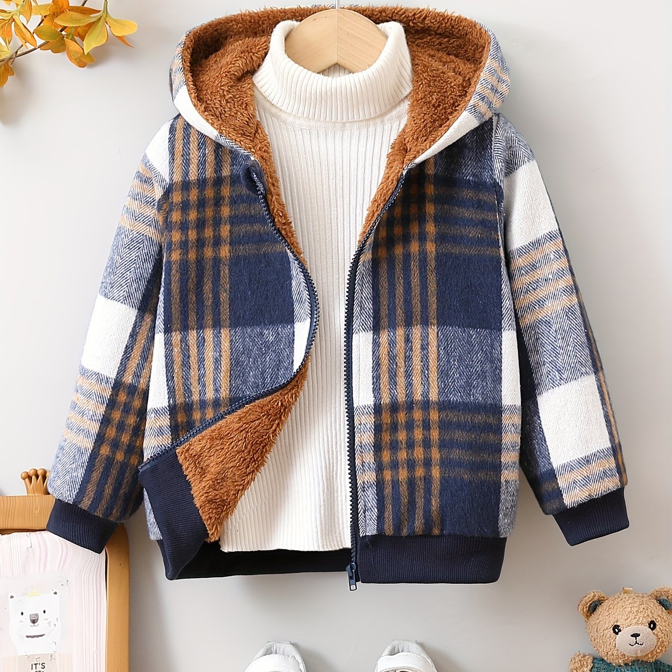 Boys' 4-7y Autumn/winter -lined Thickened Fashionable Casual Versatile School Warm Jacket
