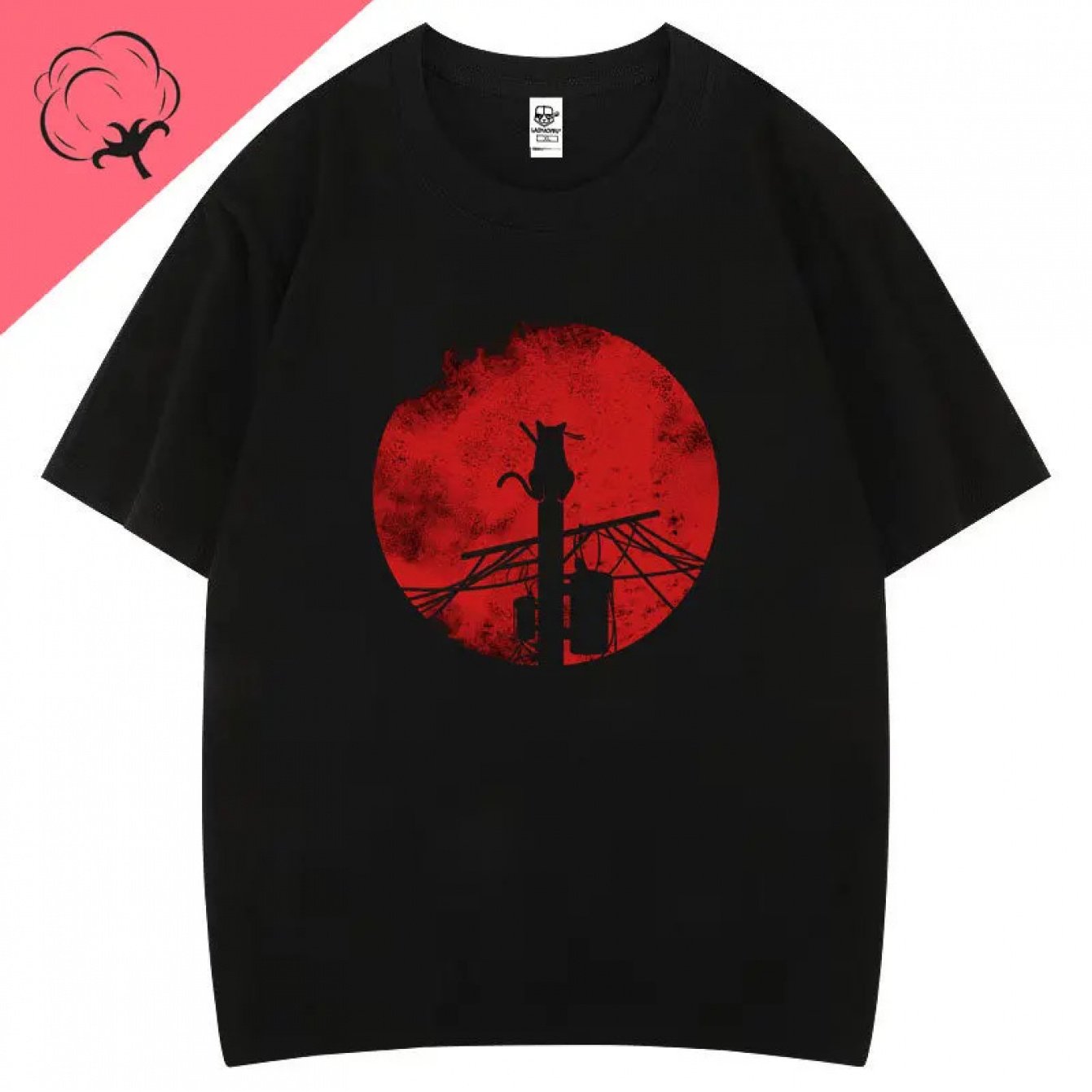 TEMU Funny Cat Cartoon Graphic T Shirts Retro Men Women Short-sleev Leisure Print Tees Creative Anime Street Fashion Shirt