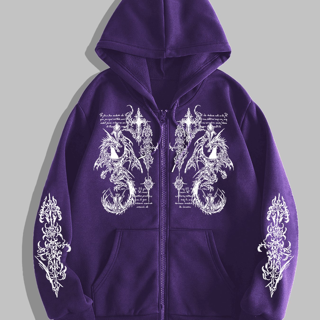 TEMU Men's Dark Campus Fashion Style Printed Zip-up Hoodie, New (2)