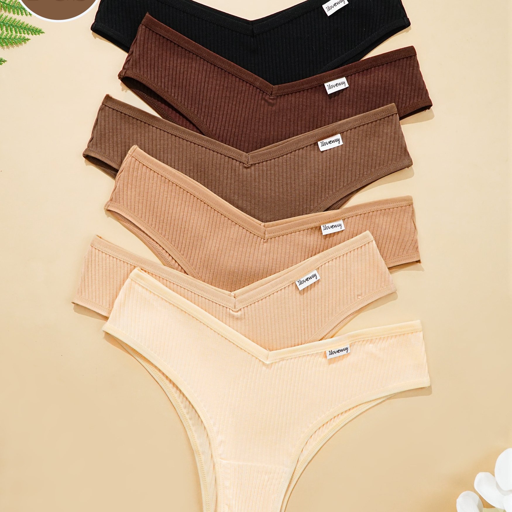 Set Of 6 V-string Briefs For Women, Low-rise Underwear, Comfortable Panties In Assorted Colors