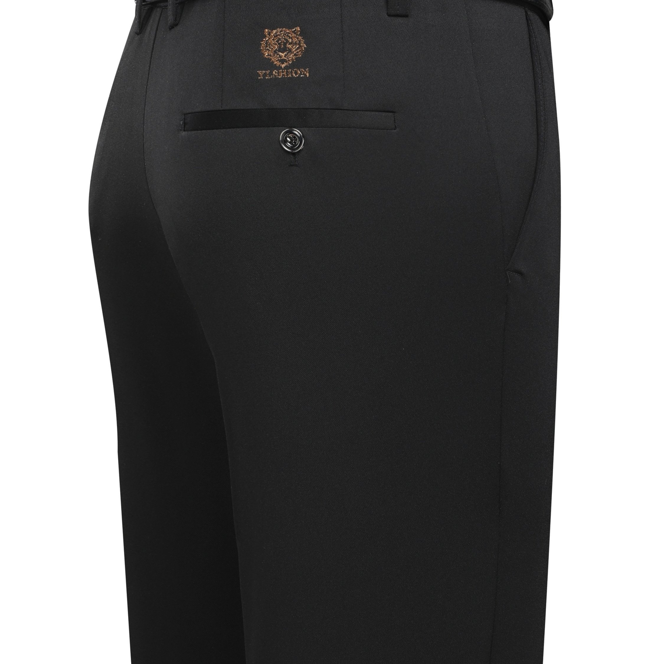 TEMU Men's Professional Business Stretch Dress Pants With Embroidery Design, Casual Loose-fit Straight-leg Suit Pants, Versatile For Office Wear