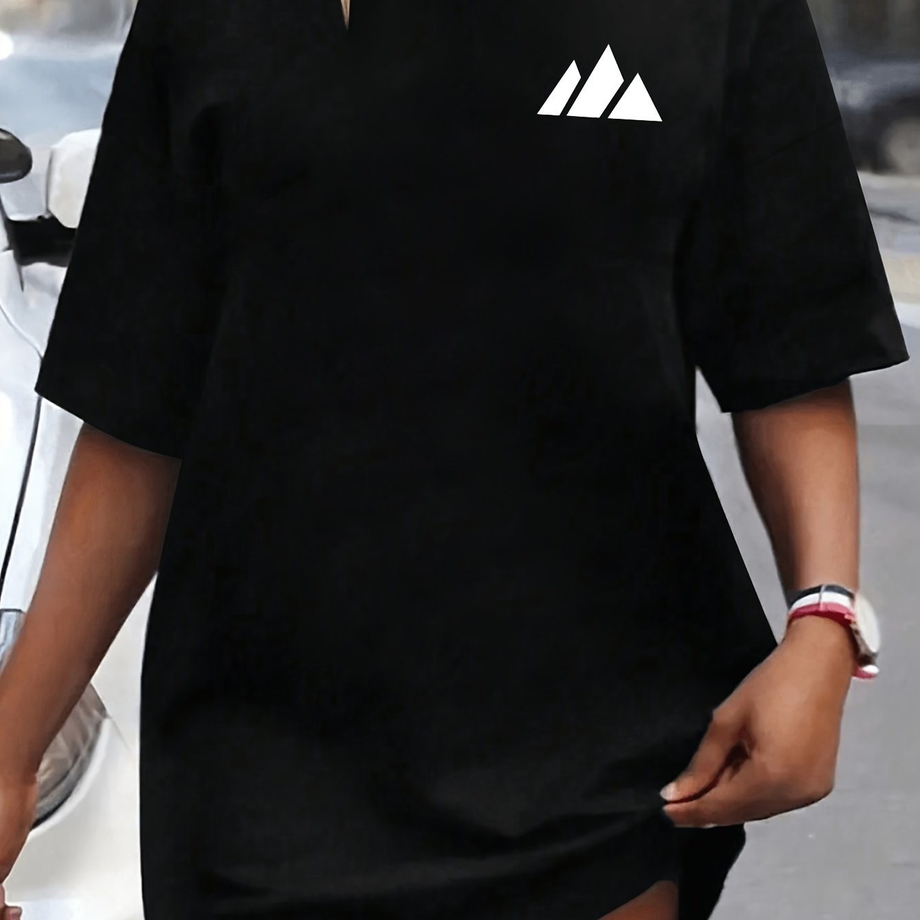 TEMU Plus Size - Women's Loose Short Sleeve T-shirt, Round Neck Drop Shoulder Casual Versatile Top