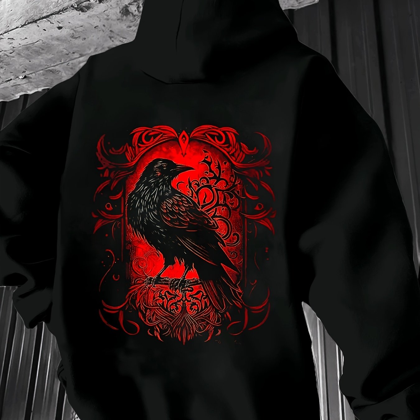 Image of Unisex Oversized Black Featuring A Gothic - A Loose-fitting Pullover With Vintage Prints Red And Gothic Lettering Perfect For Streetwear In Autumn And Hallowe-unisex 2026 Couple Sweater Hoodies