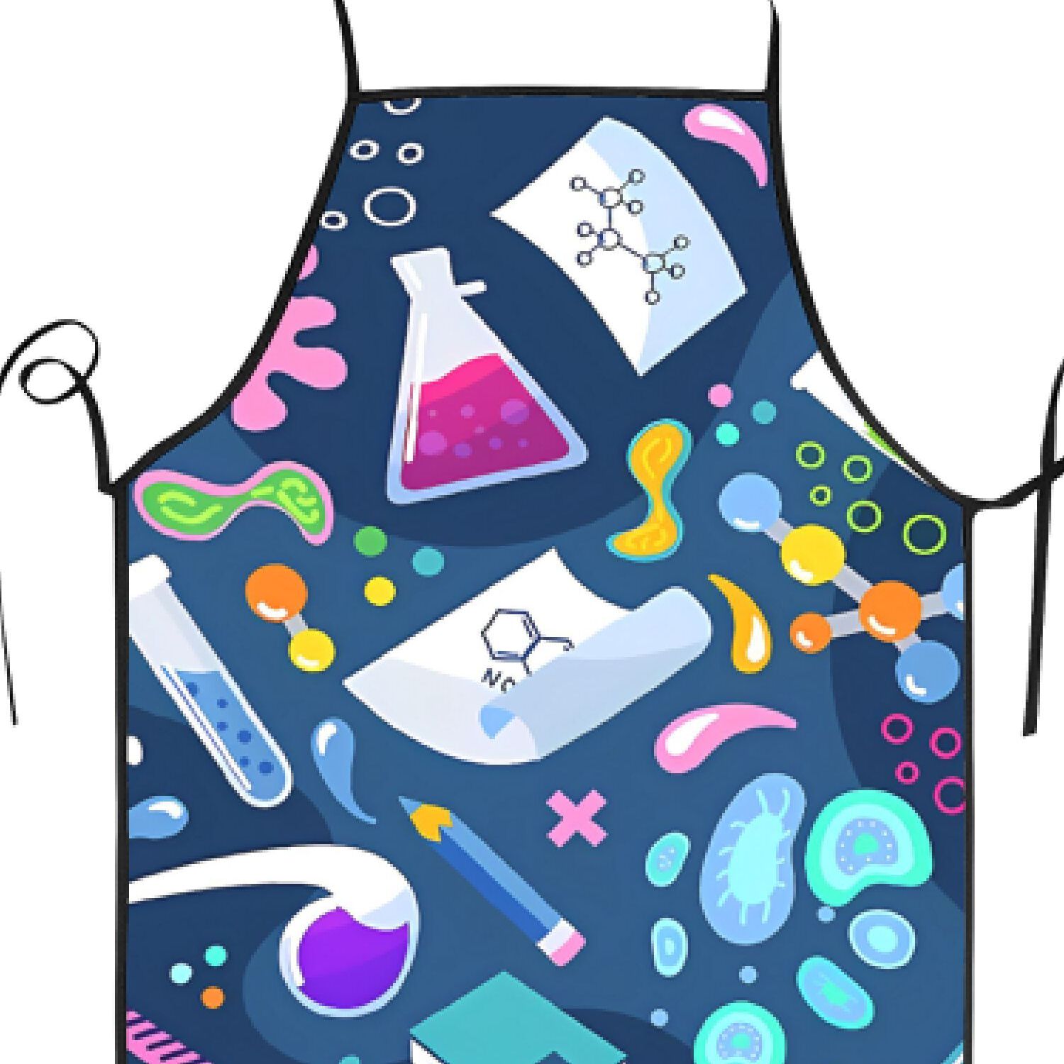 TEMU Science-themed Apron For - Vibrant Print, Polyester, , Cooking & Science Enthusiasts