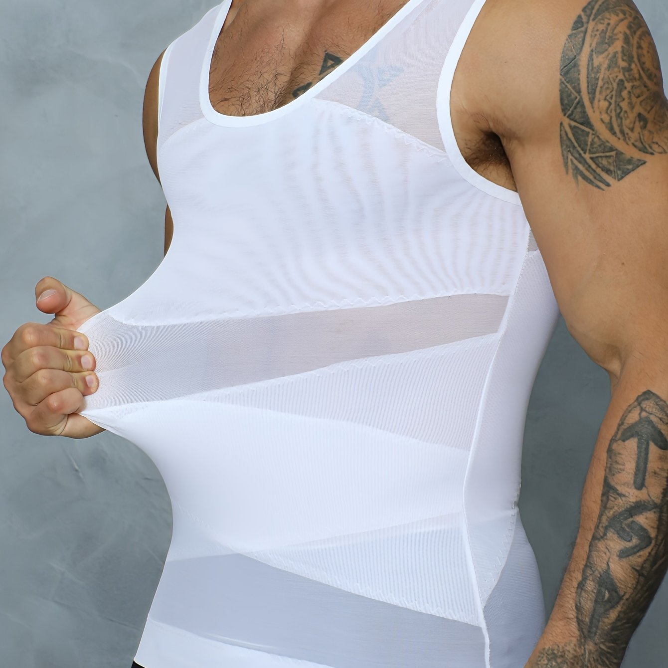 Image of Men's Abdominal Shaping Vest - Ultra-thin Breathable Vest, Post-surgery Recovery, Seamless Invisible Underwear, Men's Cool Workout Shaping Vest
