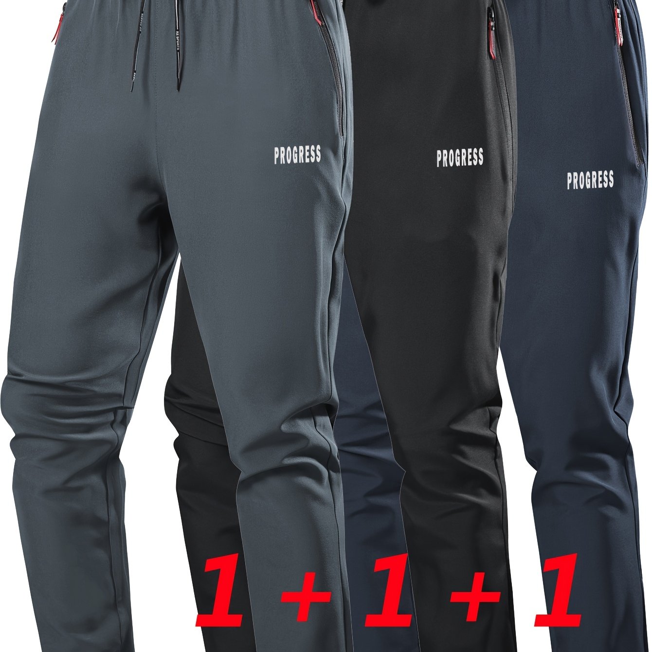 3pcs Men's Jogger Pants With Drawstring, Quick-dry Lightweight Running Pants, Fashion Print, Ideal As A Gift