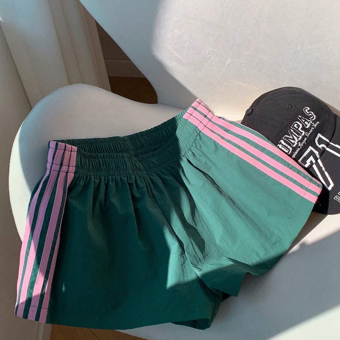 Women's Side Stripe Elastic Waist Casual Loose Shorts Summer Ladies Shorts