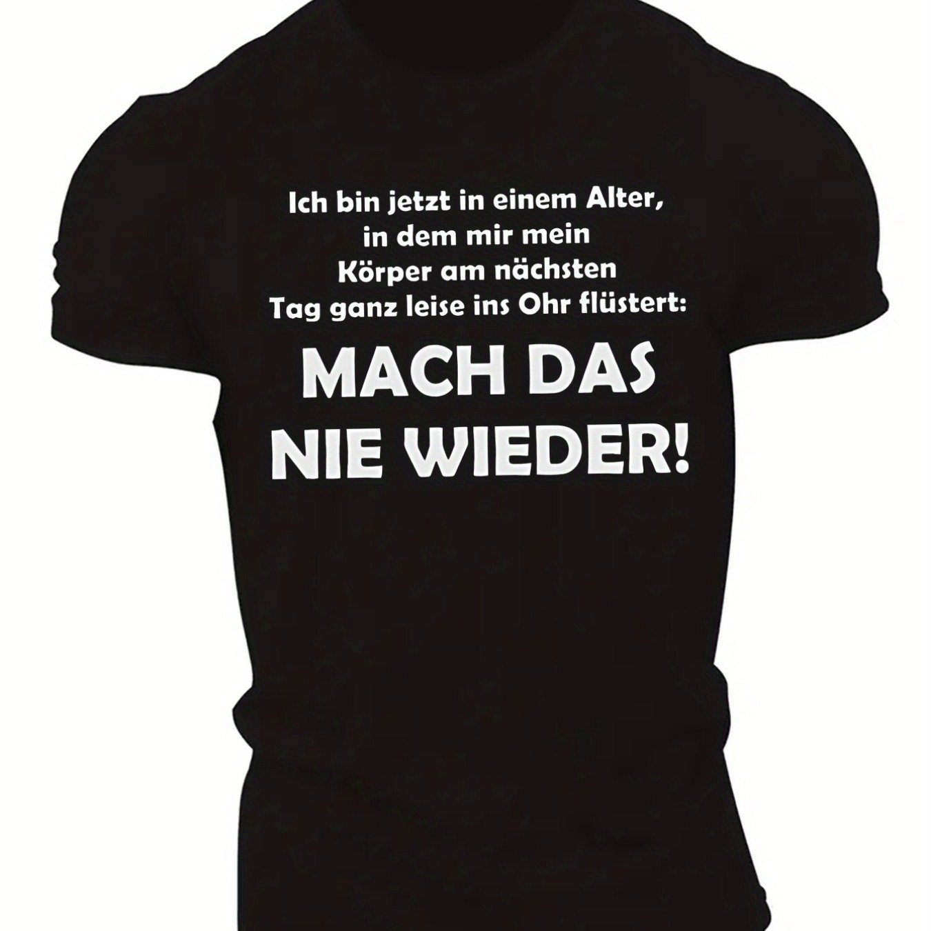 TEMU Men's Funny German Text T-shirt Never Do That Again! - 100% Bohemian Graphic Tee With On Beige, Lightweight Breathable Casual Shirt For Wear,