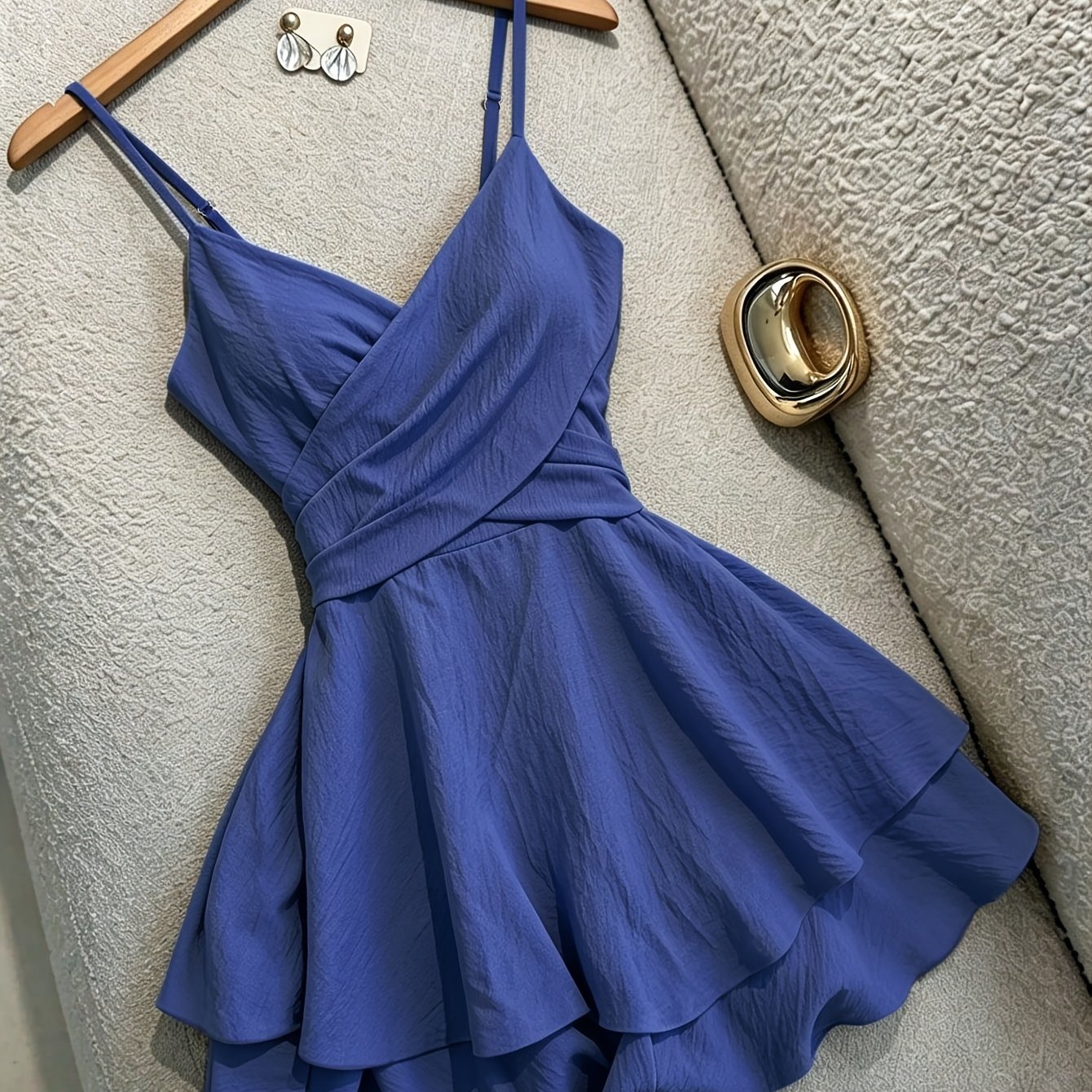 TEMU New Women's Temperament Casual Elegant Thin Strap Dress, Elegant Romantic Vacation Travel Dress, Daily Outdoor Commute Work Dress