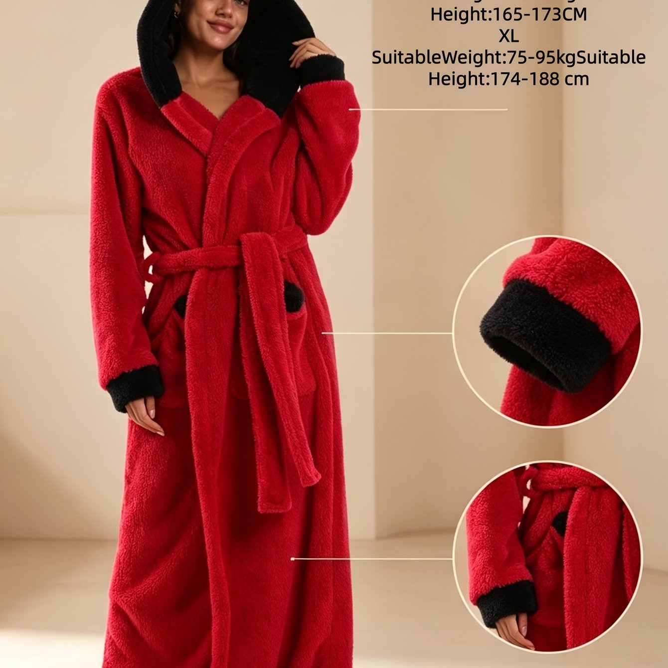 TEMU New Cross-border Bathrobe Unisex Fleece Robe, Multiple Colors & Sizes
