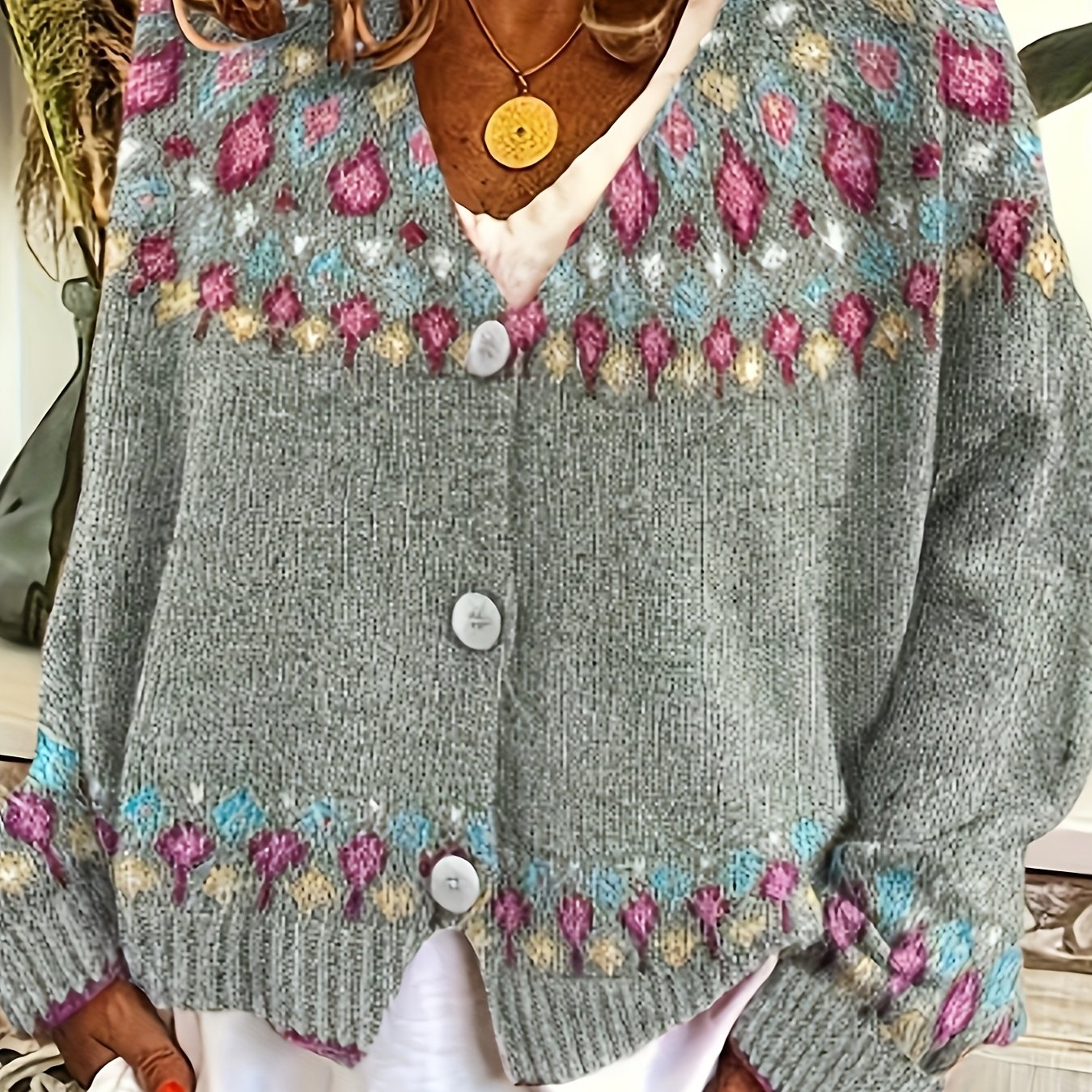 TEMU Fair Isle Style Cardigan Back-2