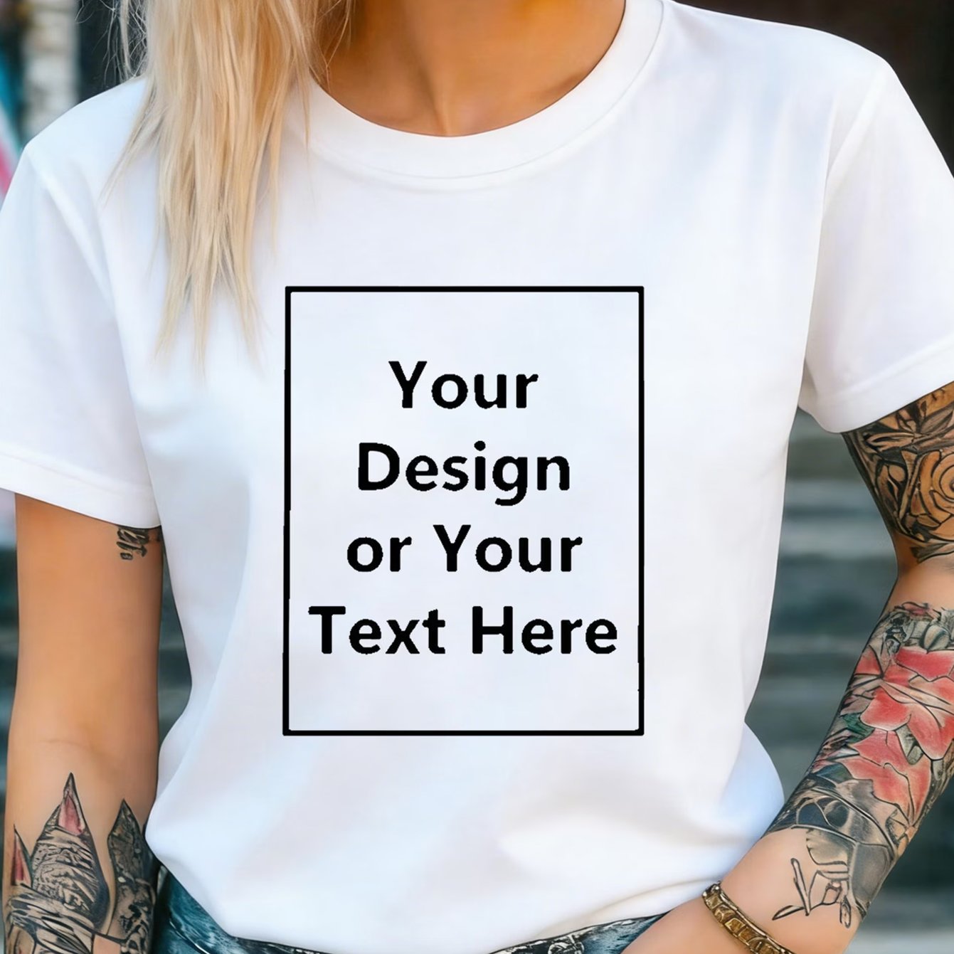 TEMU Women's Custom T-shirt, Personalized Retro Style, Suitable For Corporate Uniforms, Dance Team Logos, And Couple Gifts - Front-pattern Printed