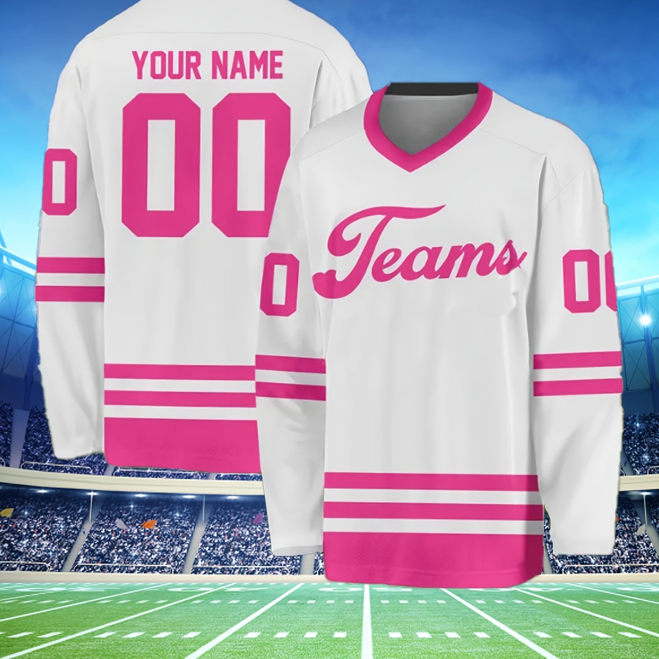 TEMU Customizable Hockey Jersey With "" & Number 00 - Teams, Players, And Fans - Versatile Sports Apparel For Fall & Spring, Sports | Customizable