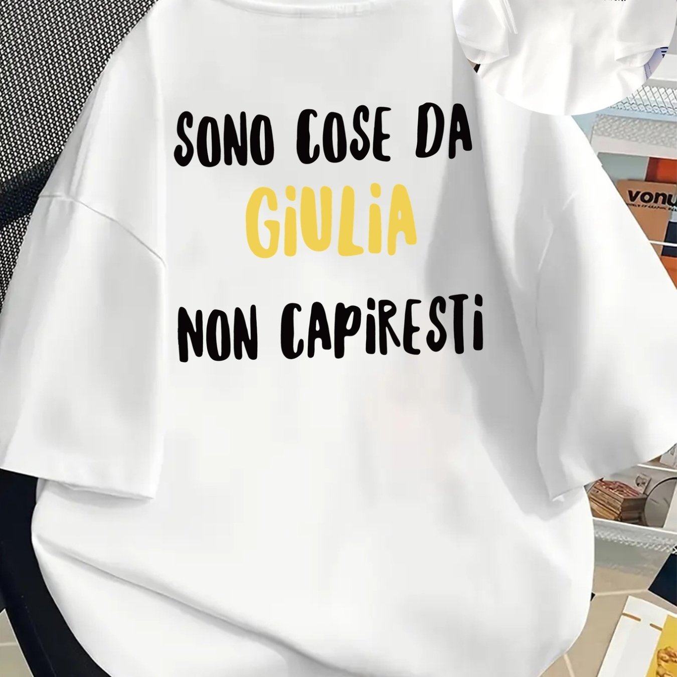 TEMU Top a maniche corte con stampe e posteriori, , camicia con stampa italiana, casual a maniche corte - Abbigliamento da donna, vestibilit� , capo