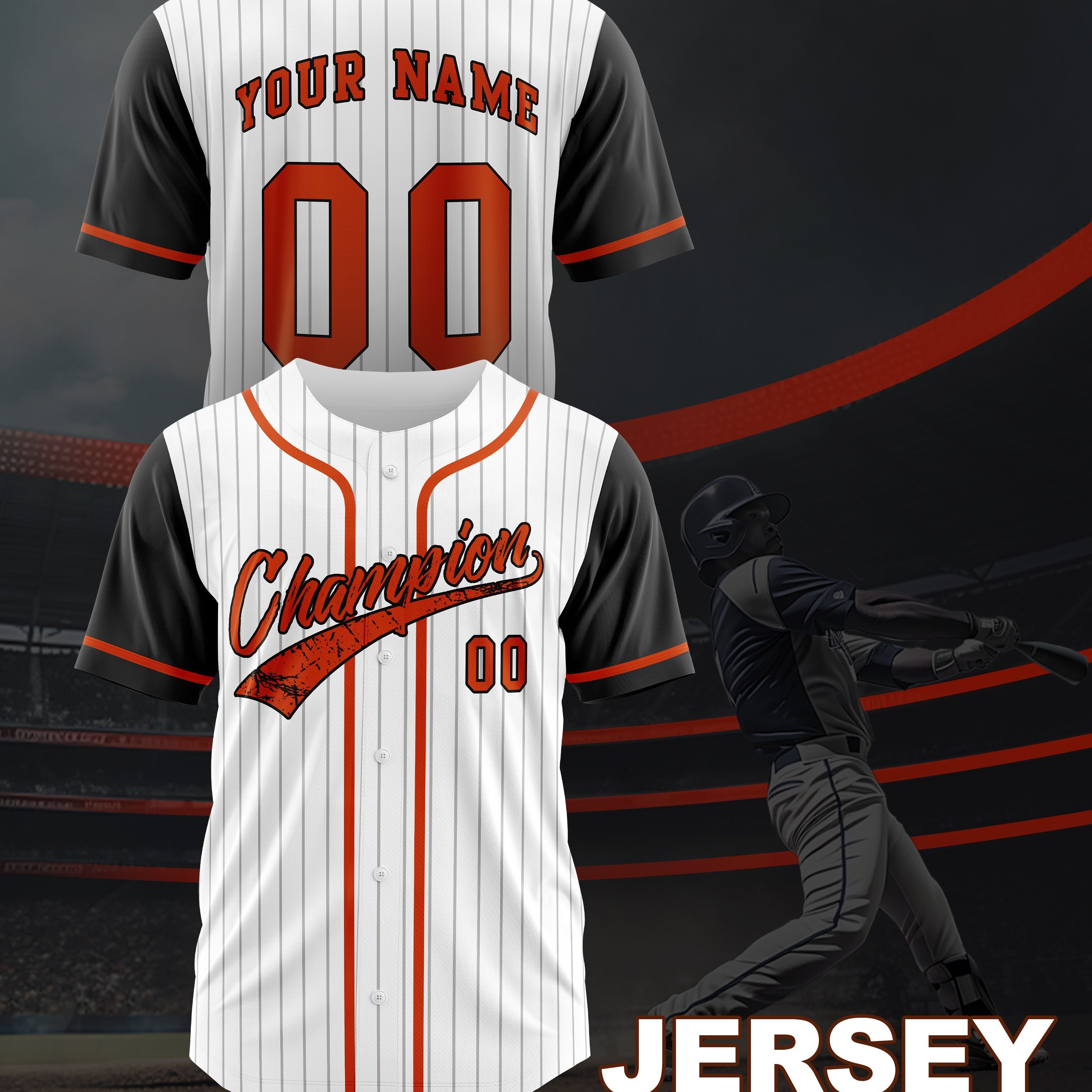 TEMU Customized Name And Number Embroidery, Block V-neck Baseball Jersey, Outdoor Sports Shirt