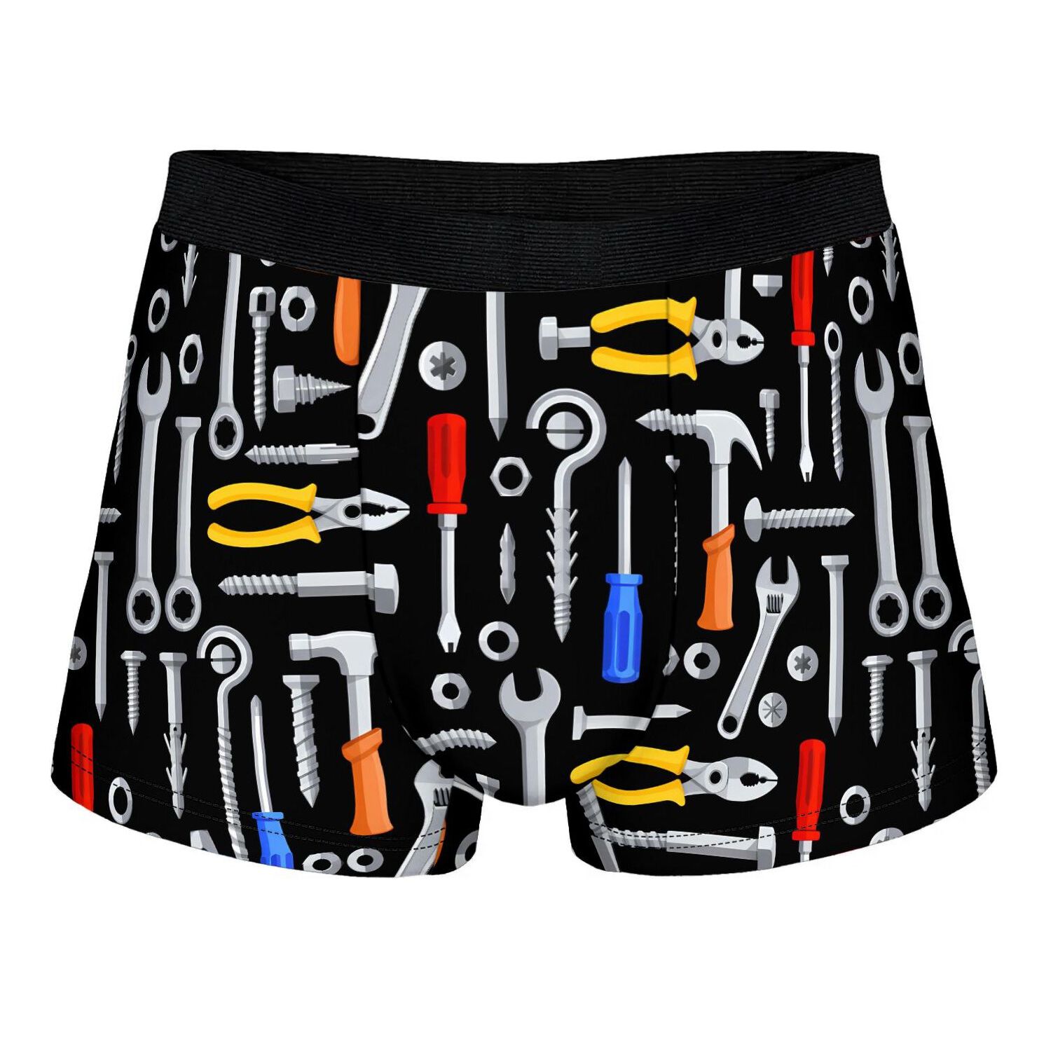 TEMU Cartoon Mechanic Tools 2d Print Design Men's Novelty Boxer Shorts Soft Underwear For Comfortable Casual Attire