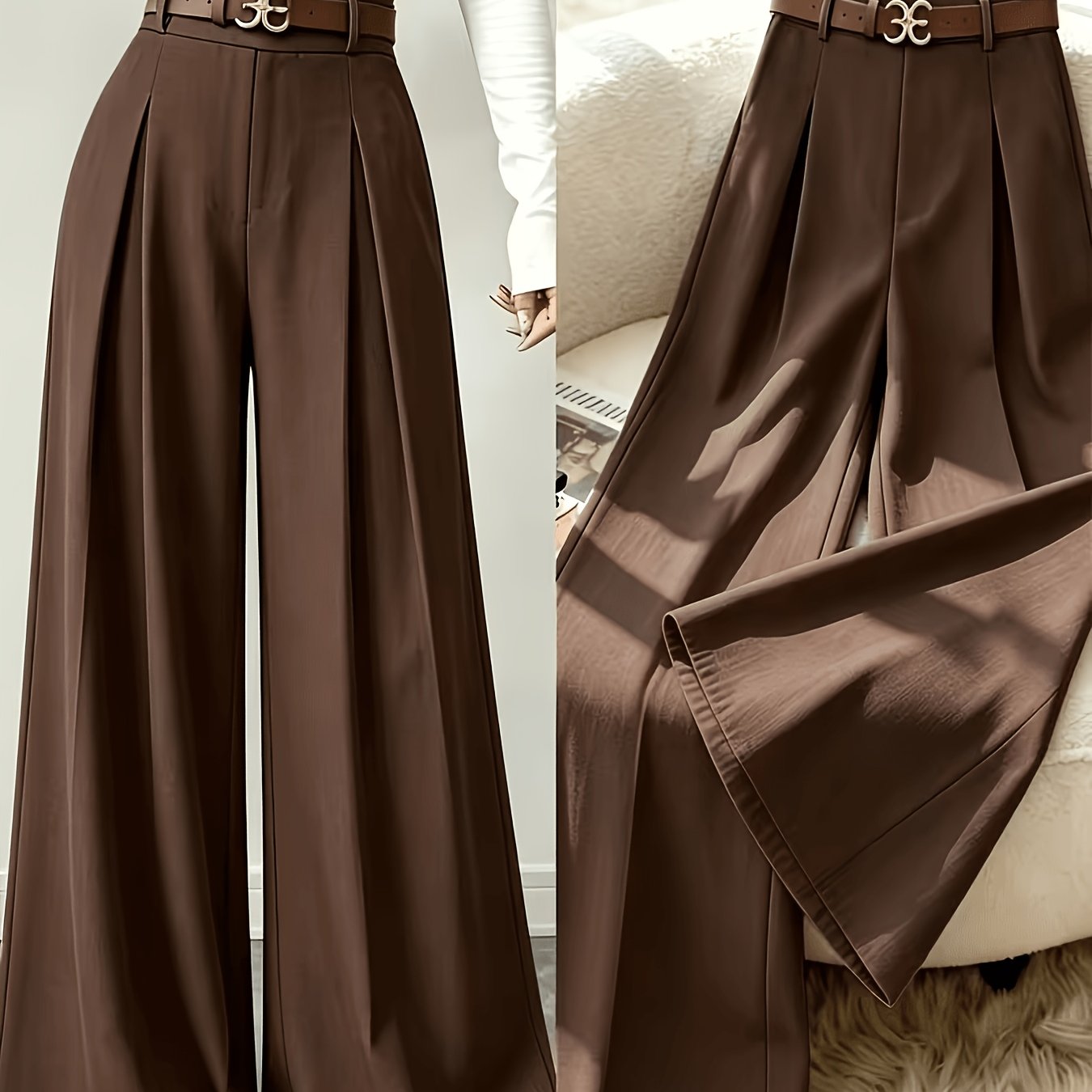 TEMU Plus Size, New Women's Fashion High-waist Pants, Stylish Straight-leg Trousers, Suitable For Daily Commutes And Festive Occasions,